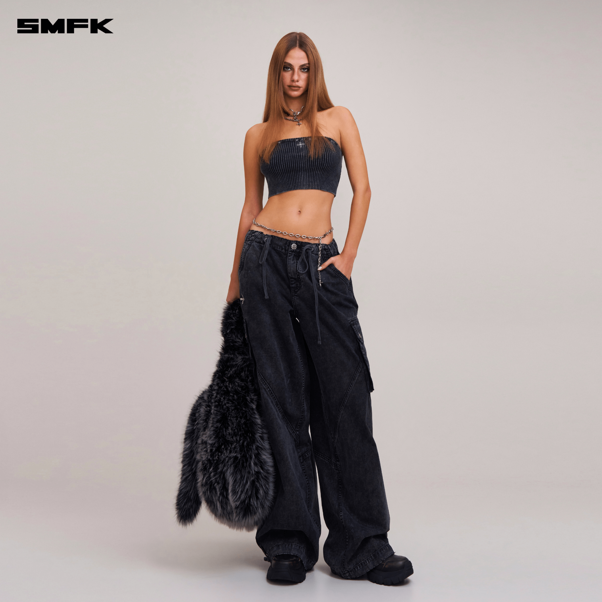 SMFK VINTAGE - SAVAGE KNIT BUSTIER/STONE WASH VANISH BLACK | MADAX