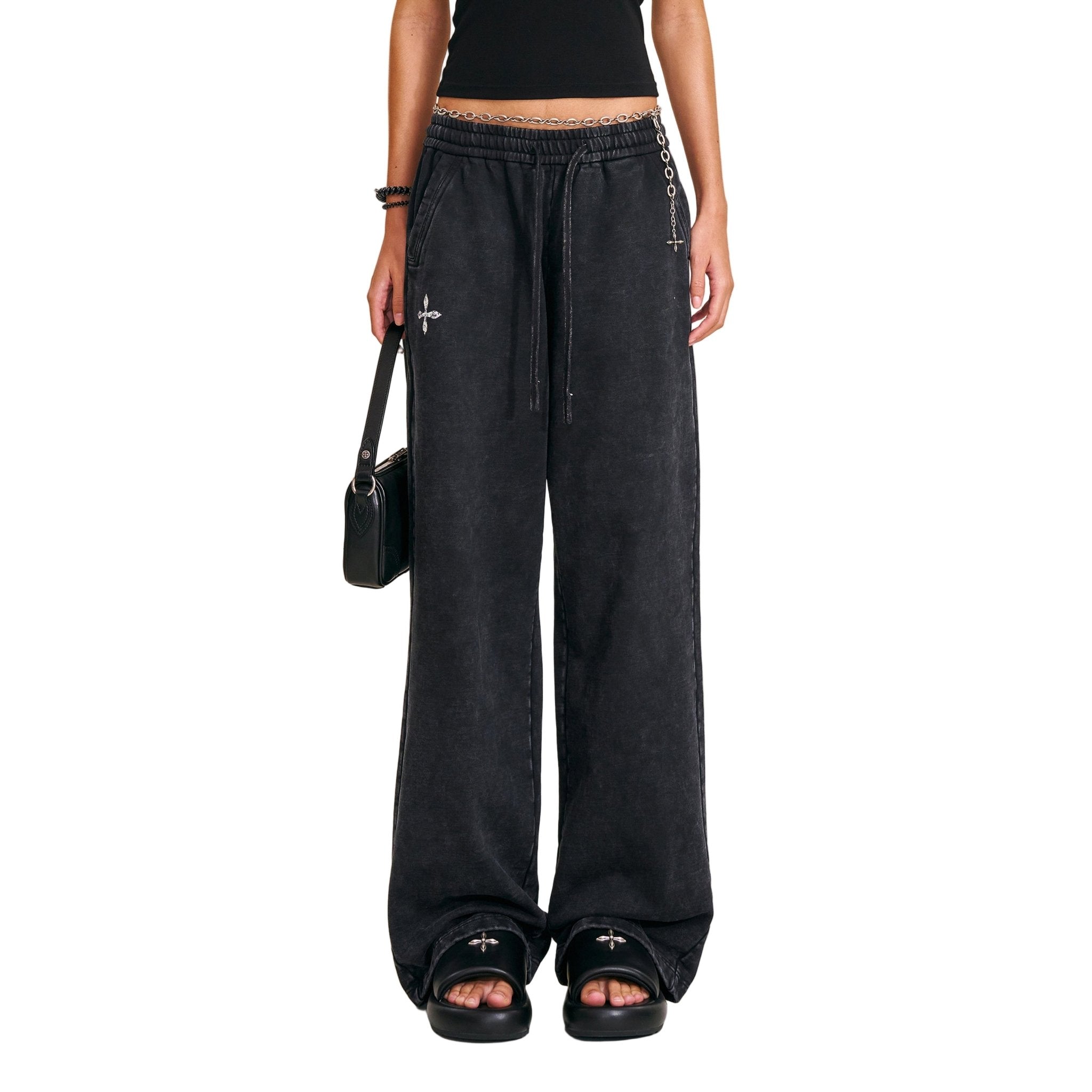 SMFK Vintage - Savage Loose Sports Pants/Fade Dye in Wild Black | MADAX