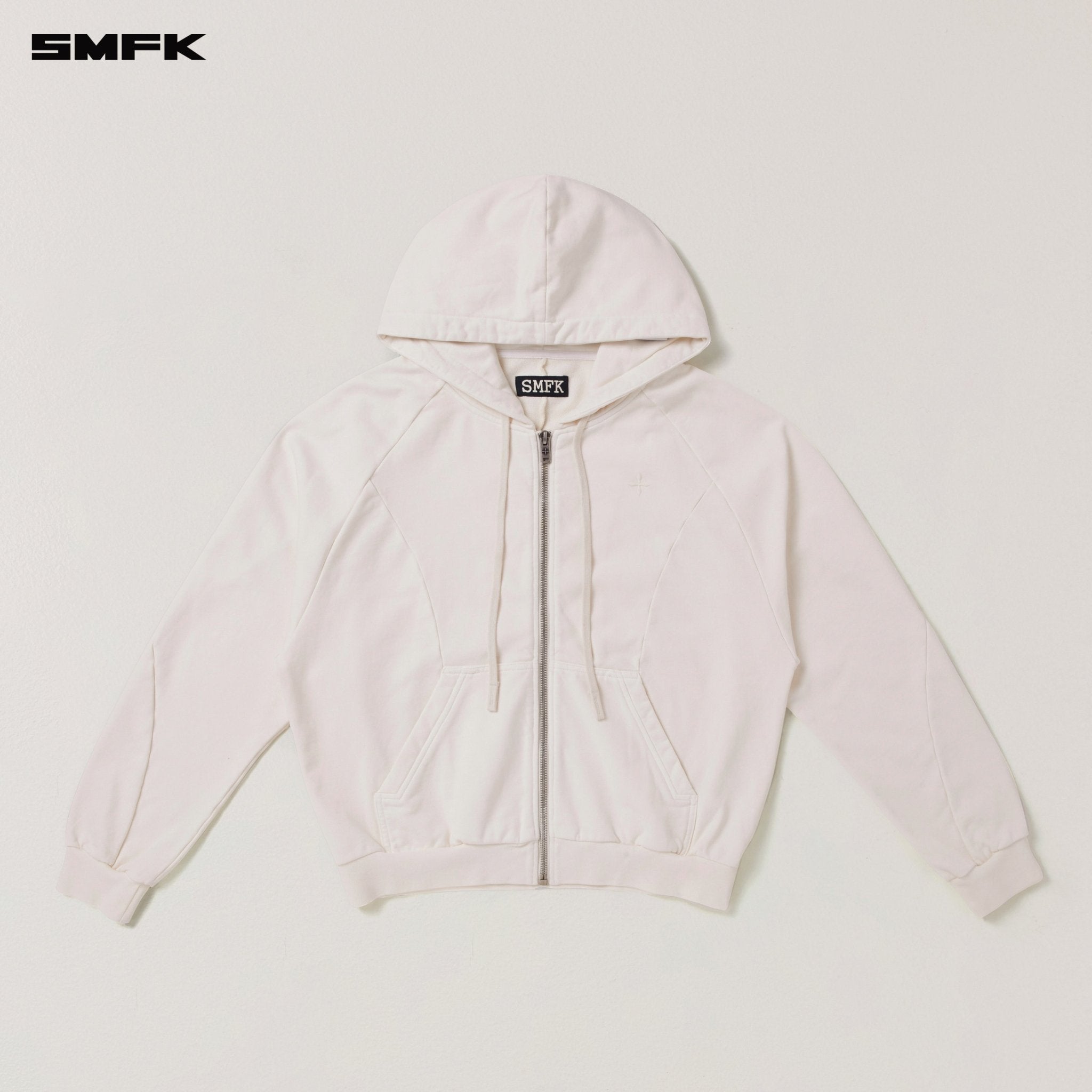 SMFK Vintage - Savage Loose Sports Zip Hoodie in Snow Mountain White | MADAX