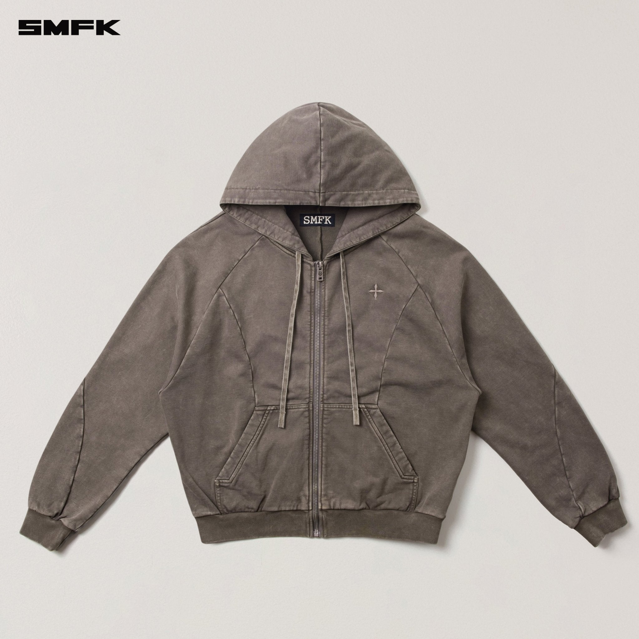 SMFK Vintage - Savage Loose Sports Zip Hoodie in Wild Brown | MADAX