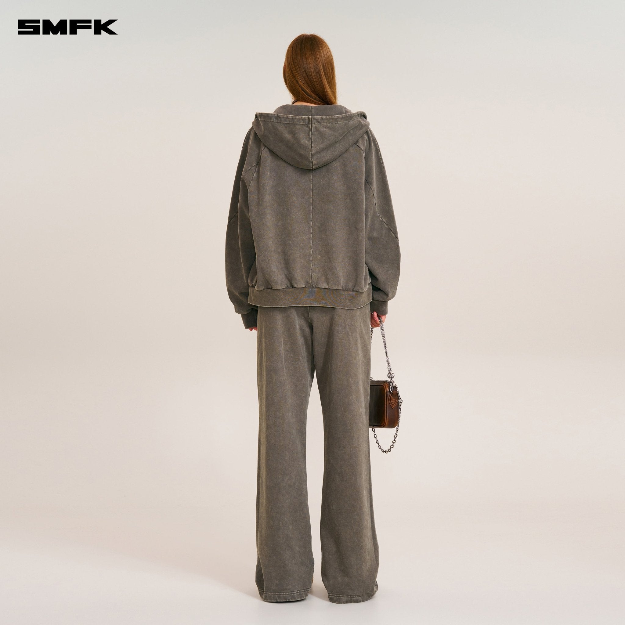 SMFK Vintage - Savage Loose Sports Zip Hoodie in Wild Brown | MADAX