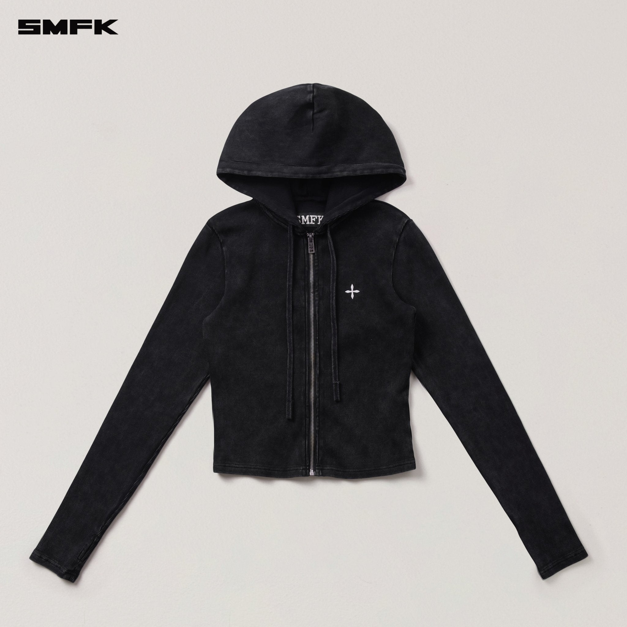 SMFK Vintage - Savage Slim Sports Zip Hoodie Fade Dye Vanish Black | MADAX
