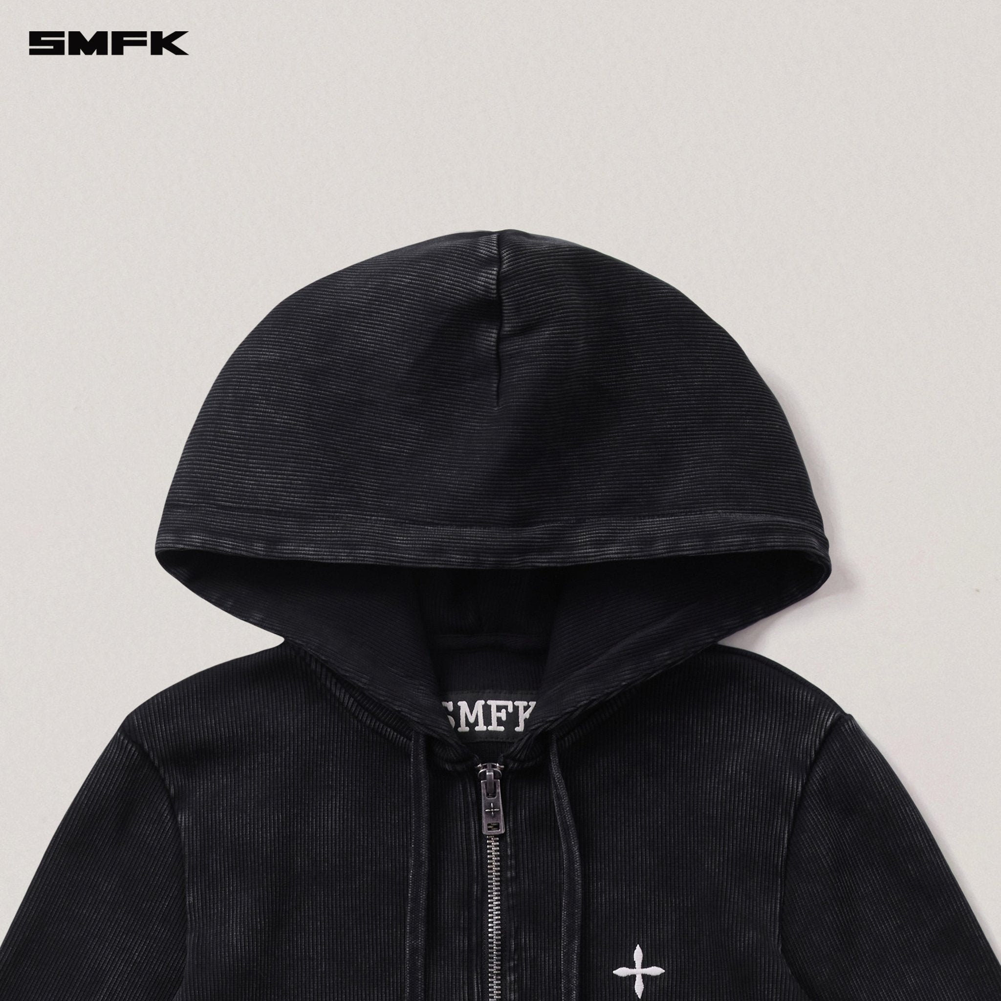 SMFK Vintage - Savage Slim Sports Zip Hoodie Fade Dye Vanish Black | MADAX