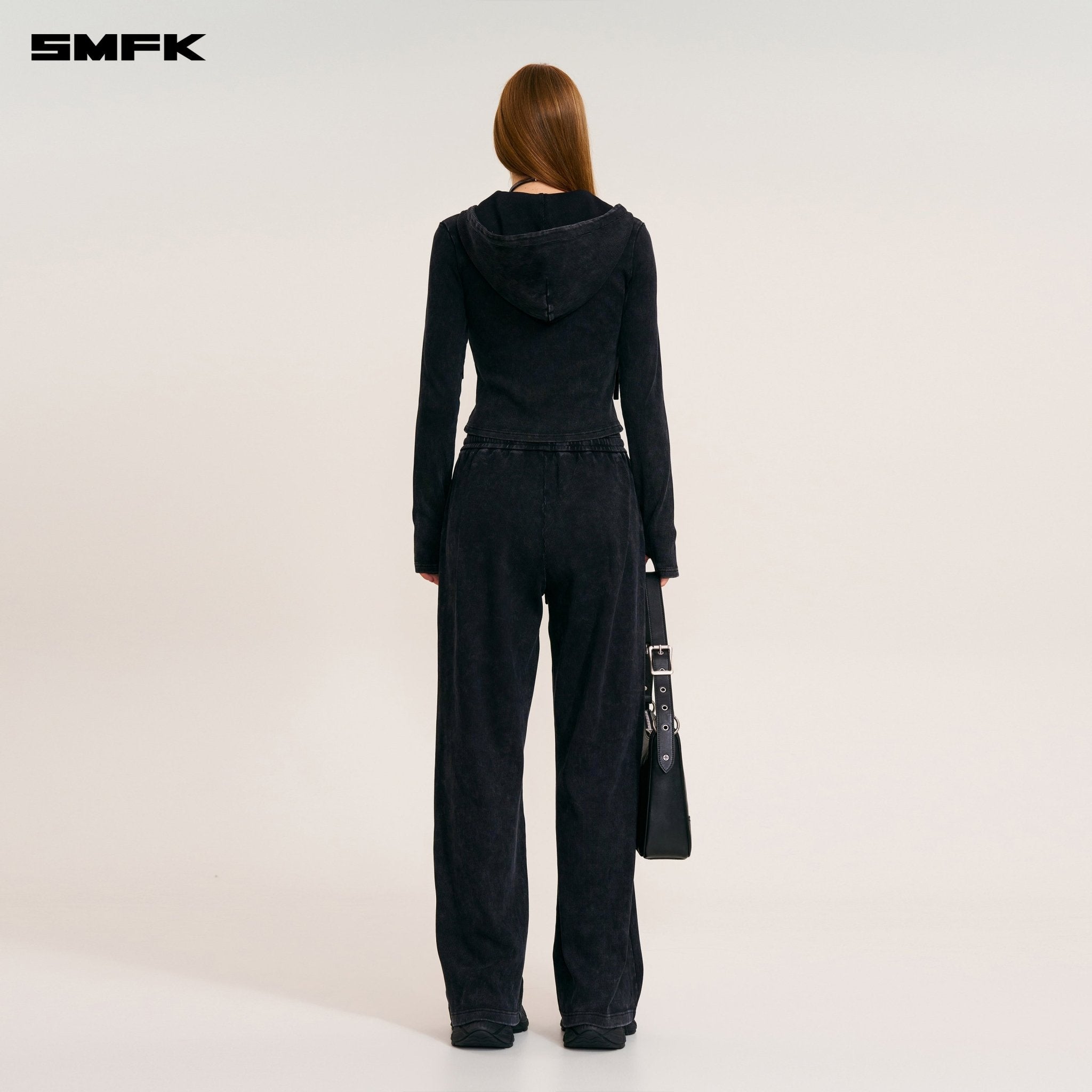 SMFK Vintage - Savage Slim Sports Zip Hoodie Fade Dye Vanish Black | MADAX