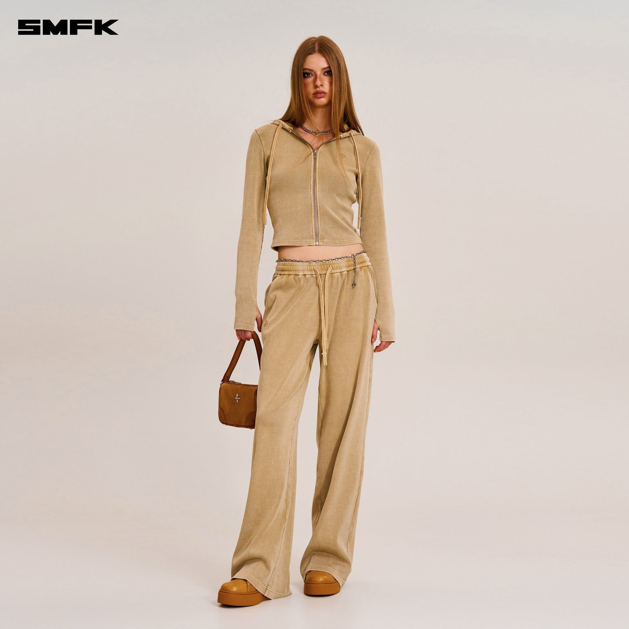 SMFK Vintage - Savage Slim Sports Zip Hoodie in Vanish Sand | MADAX