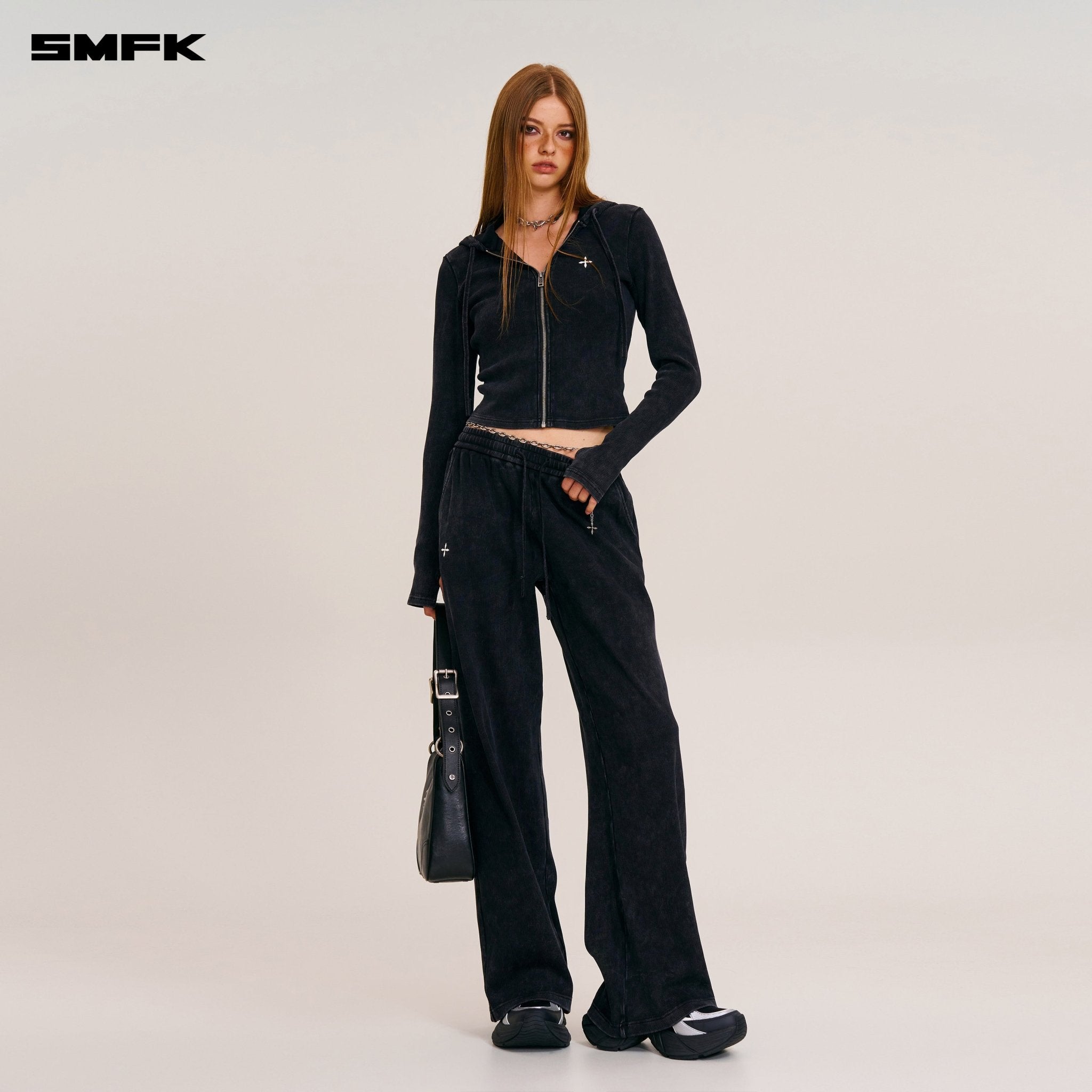 Vintage-Savage Straight Sports Pants Wild Black | MADAX