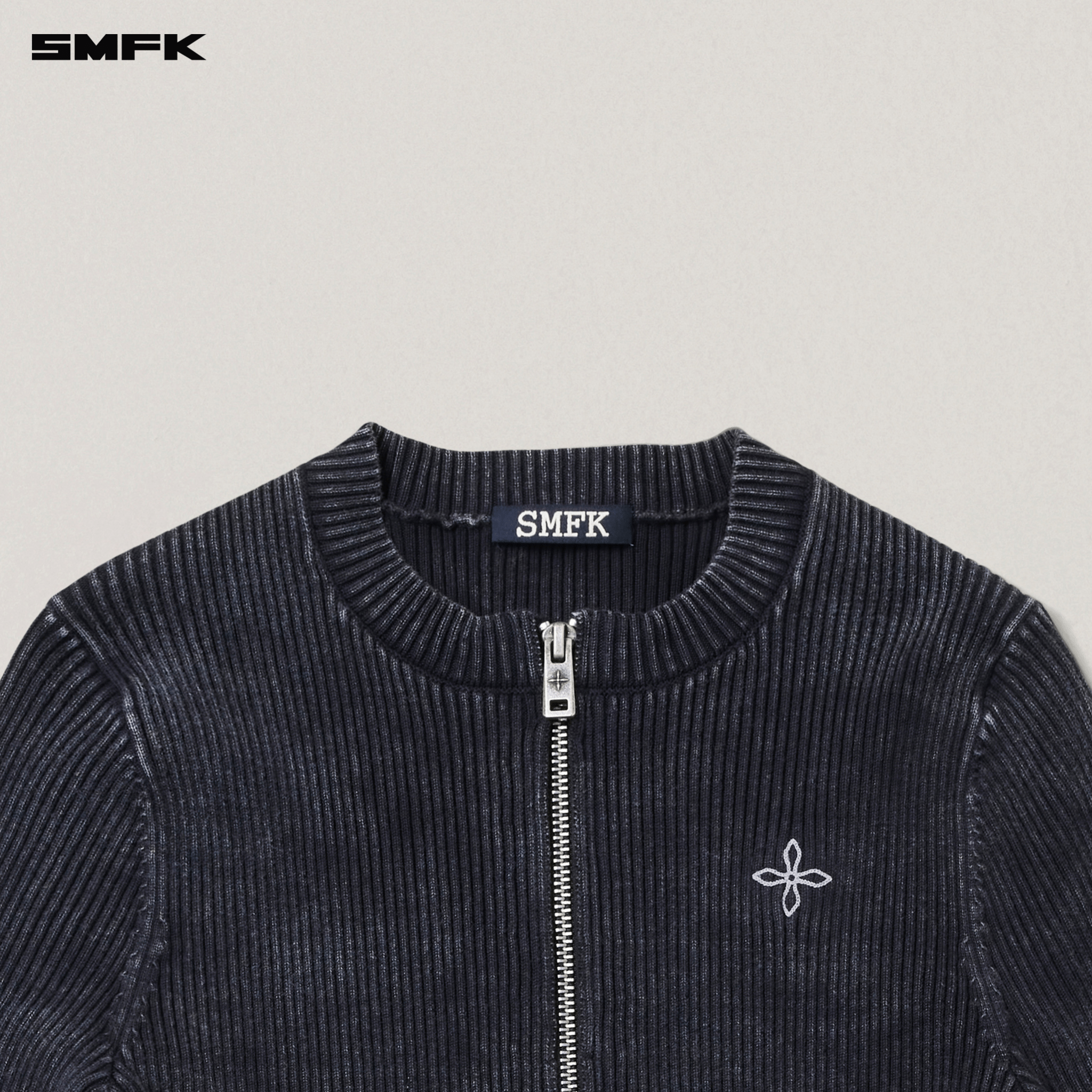 SMFK VINTAGE - SAVAGE ZIP KNIT CARDIGAN VANISH BLACK | MADAX