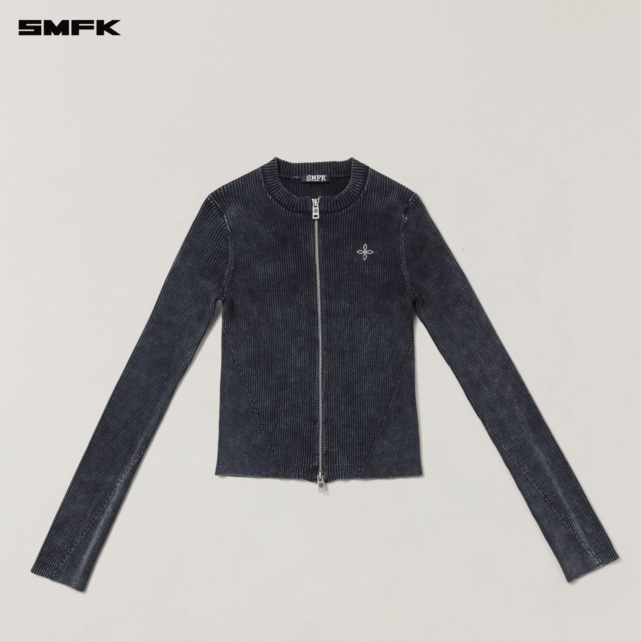SMFK VINTAGE - SAVAGE ZIP KNIT CARDIGAN VANISH BLACK | MADAX