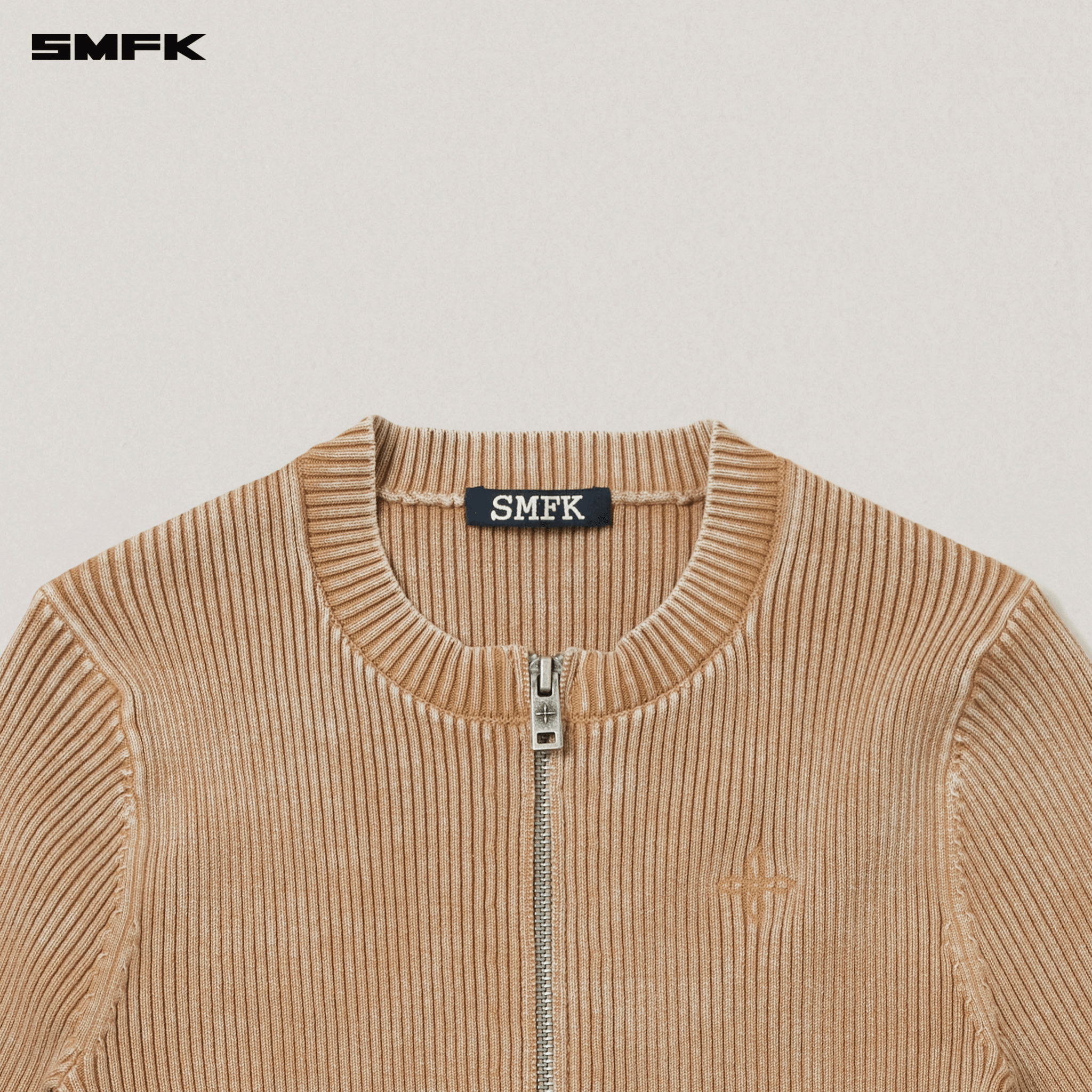 SMFK VINTAGE - SAVAGE ZIP KNIT CARDIGAN/STONE WASH VANISH SAND | MADAX