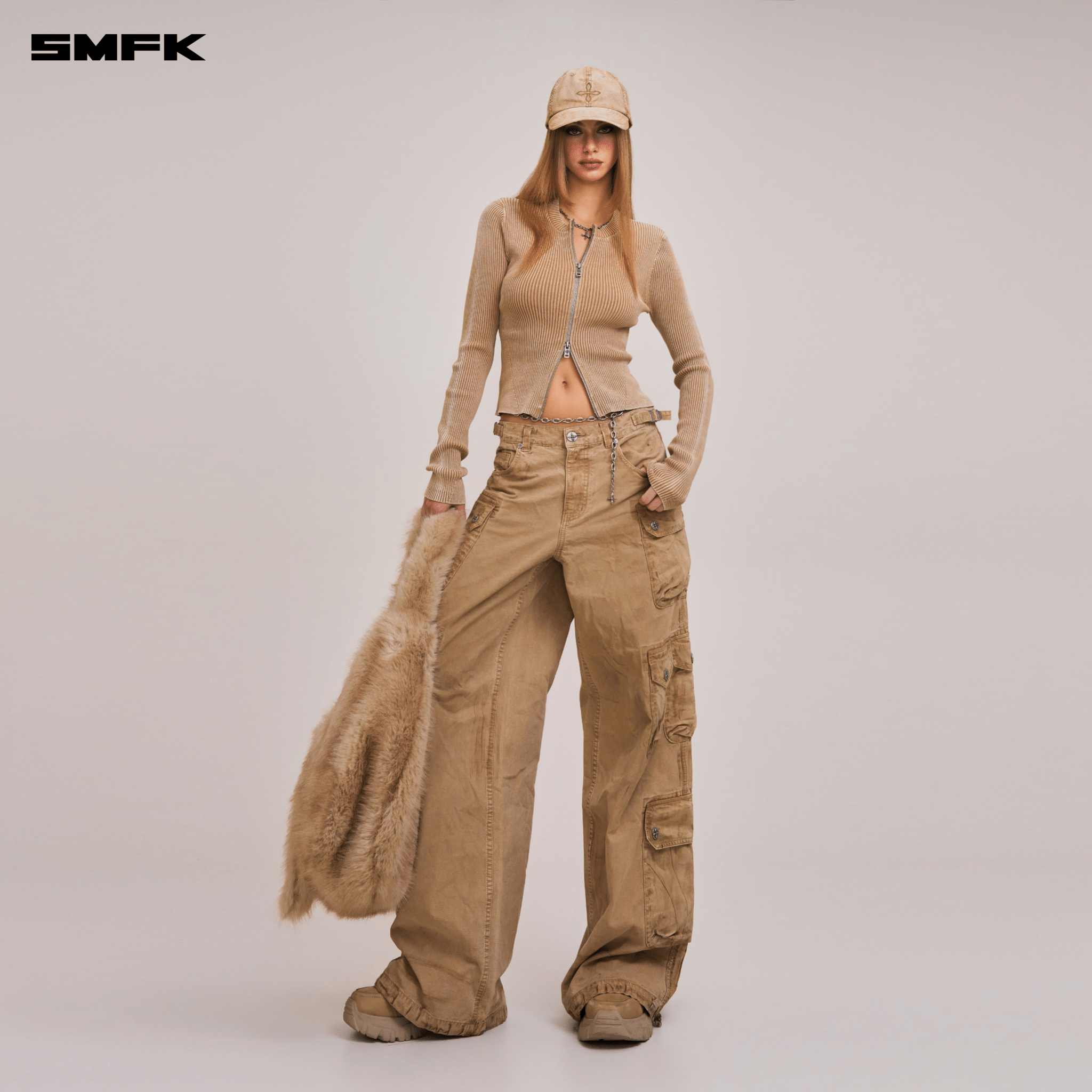 SMFK VINTAGE - SAVAGE ZIP KNIT CARDIGAN/STONE WASH VANISH SAND | MADAX