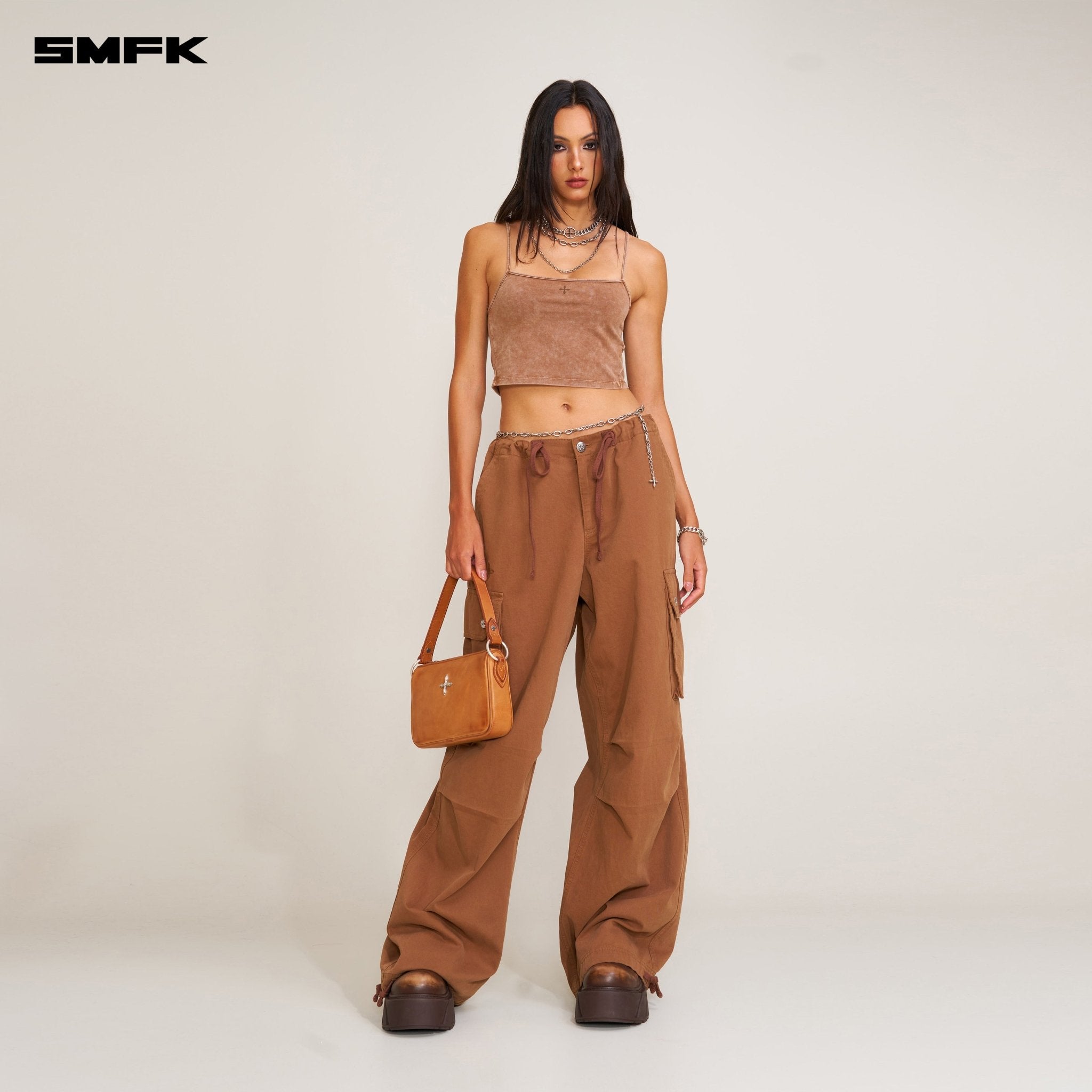 SMFK Vintage Storm Fade Dye Short Camisole In Brown | MADAX