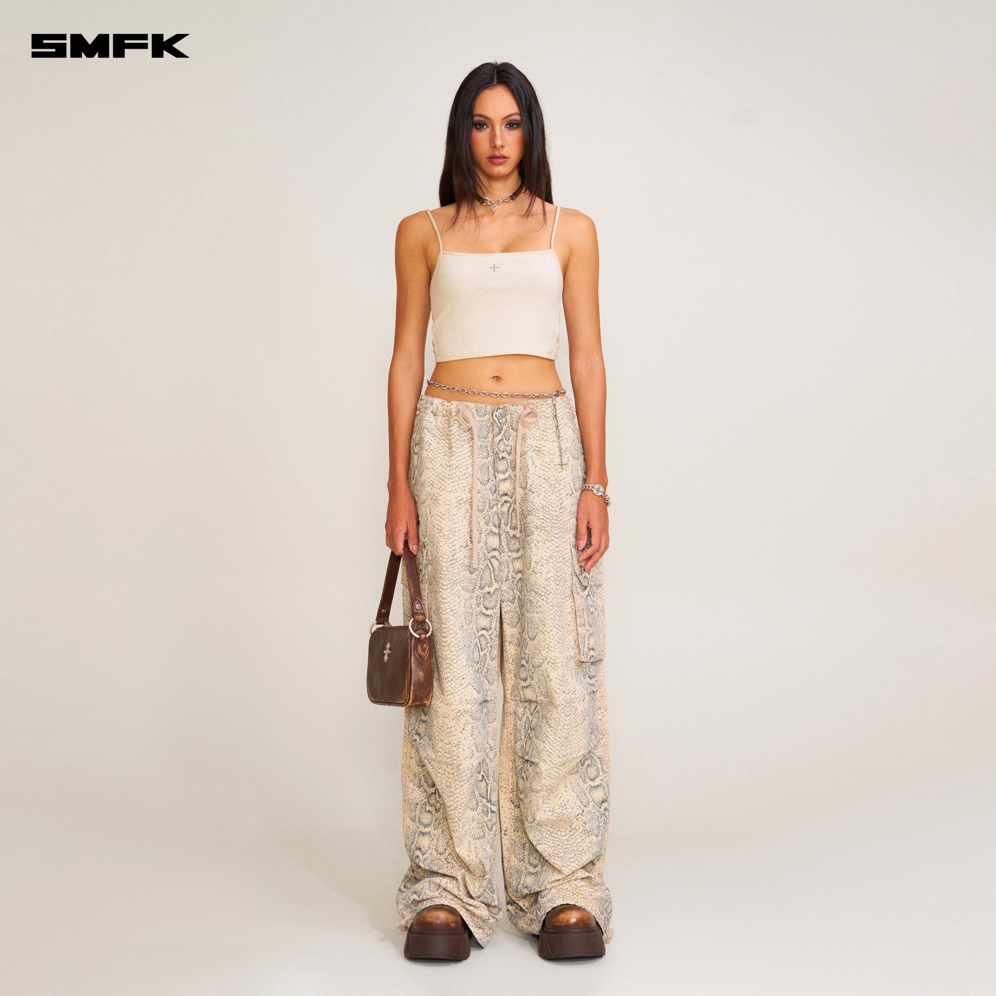 SMFK Vintage Storm Fade Dye Short Camisole In White | MADAX