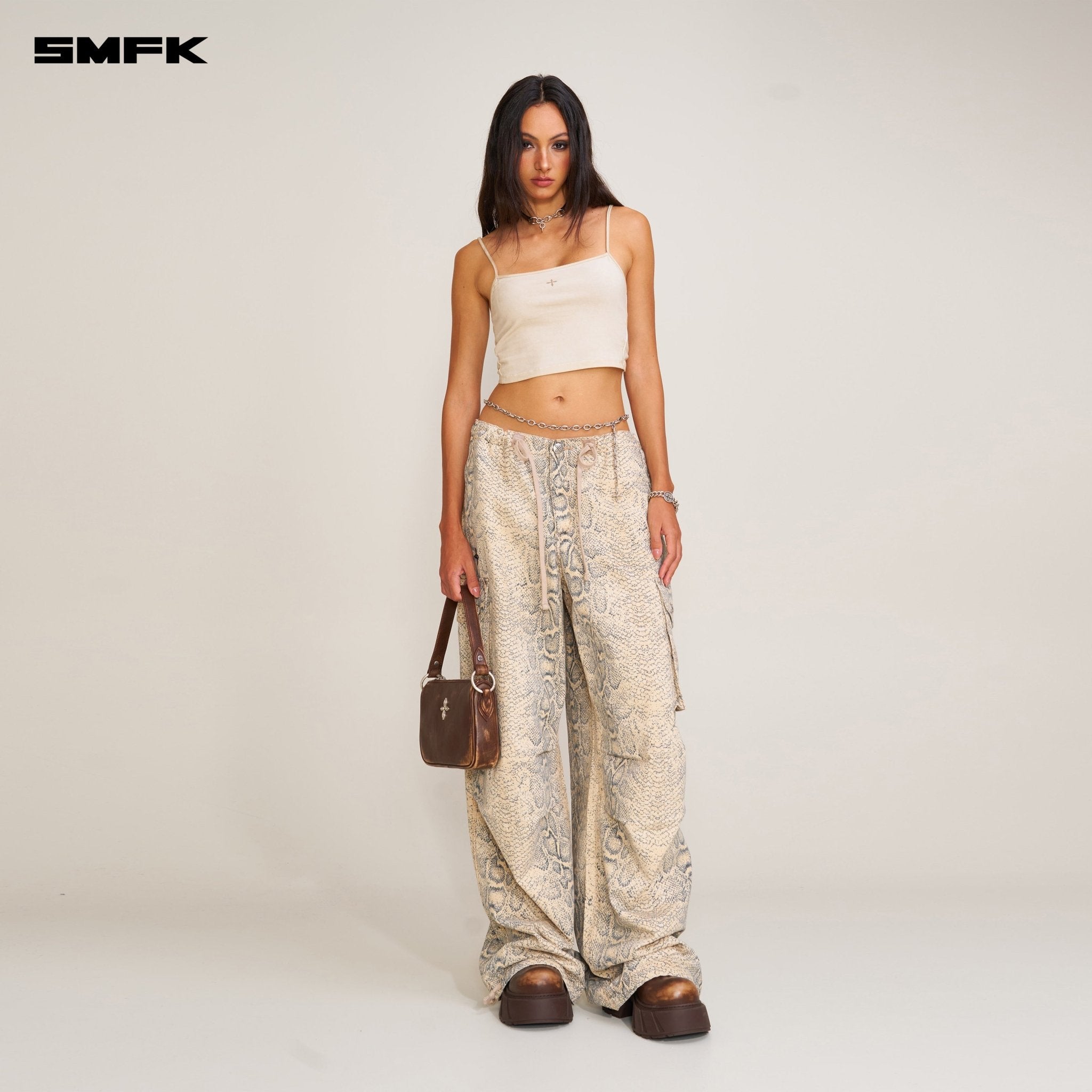 SMFK Vintage Storm Fade Dye Short Camisole In White | MADAX