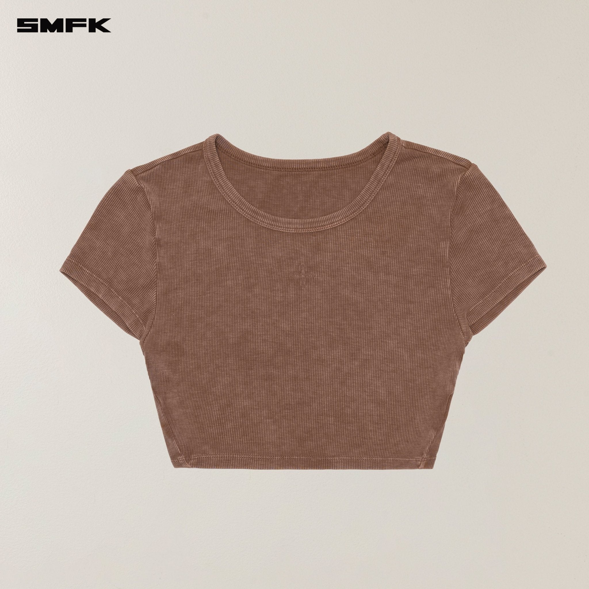 SMFK Vintage Storm Fade Dye Silk Gym Short Tee In Brown | MADAX