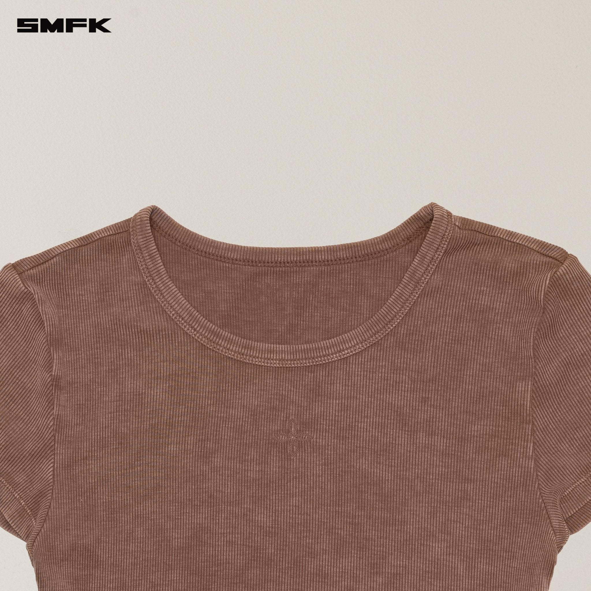 SMFK Vintage Storm Fade Dye Silk Gym Short Tee In Brown | MADAX