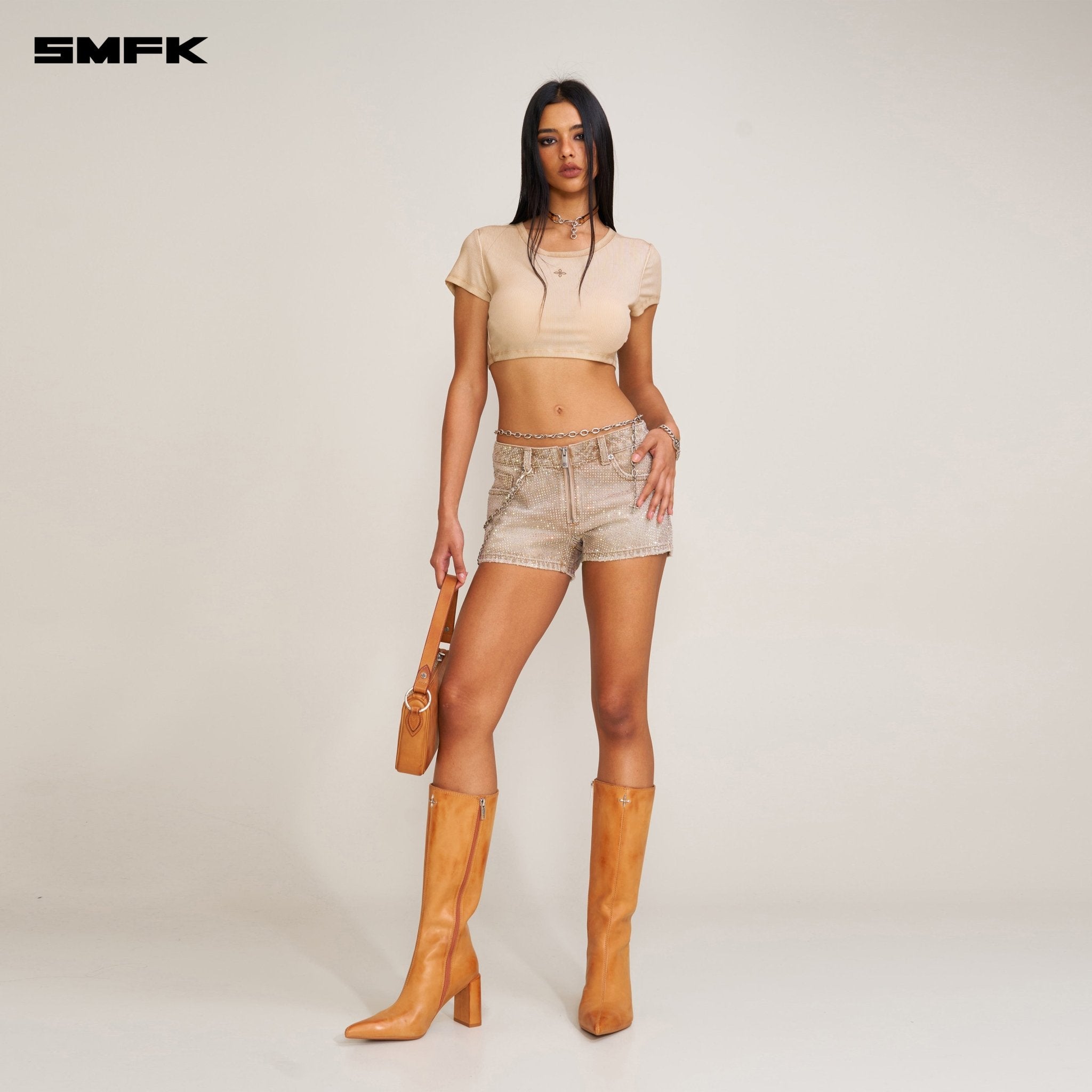 SMFK Vintage Storm Fade Dye Silk Gym Short Tee In Desert | MADAX
