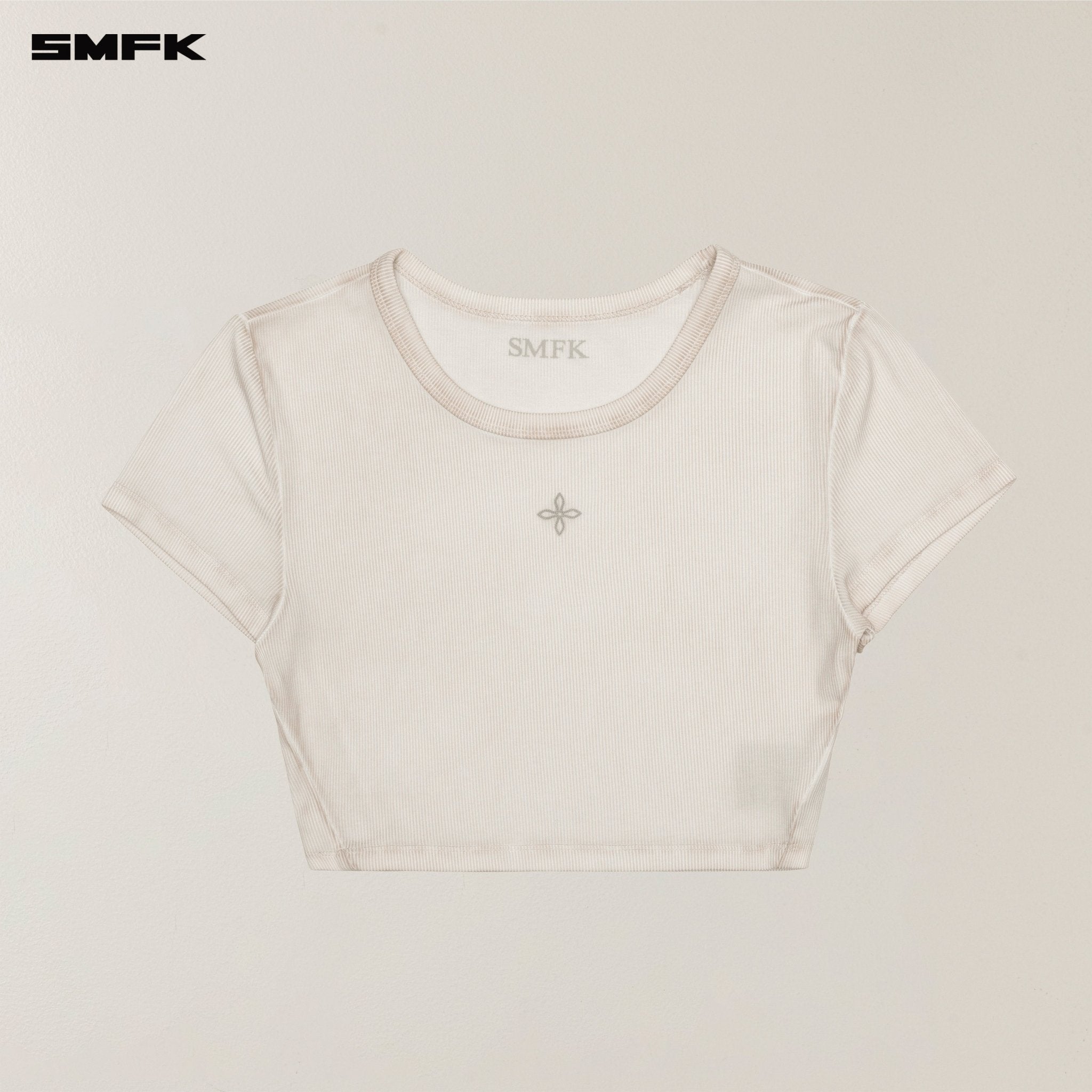 SMFK Vintage Storm Fade Dye Silk Gym Short Tee In White | MADAX
