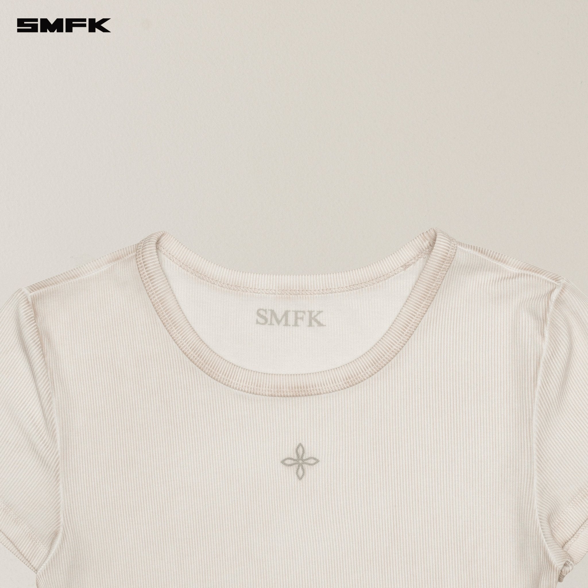 SMFK Vintage Storm Fade Dye Silk Gym Short Tee In White | MADAX
