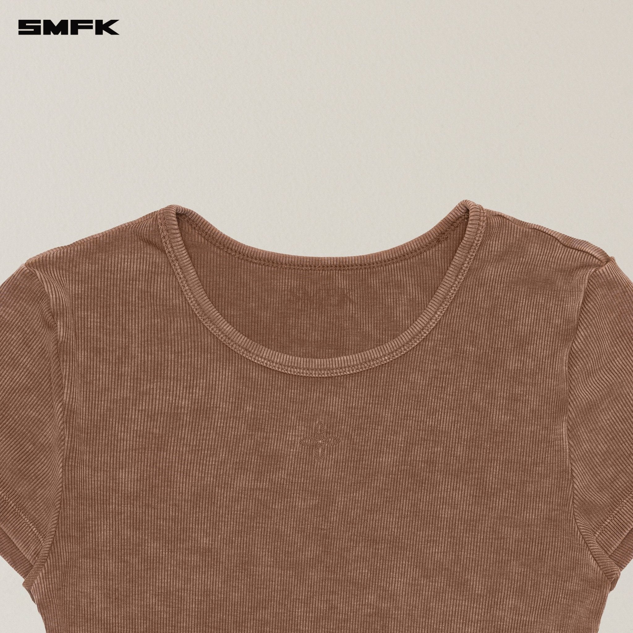 SMFK Vintage Storm Fade Dye Silk Sports Tee In Brown | MADAX