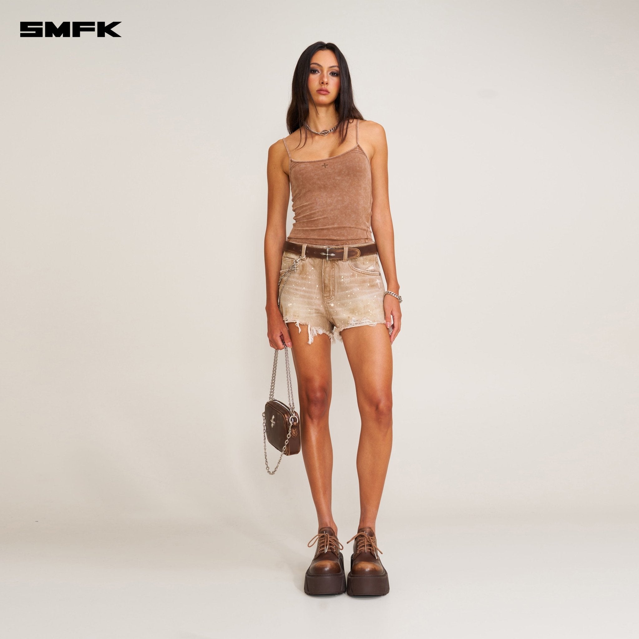 SMFK Vintage Storm Fade Dye Sports Camisole In Brown | MADAX