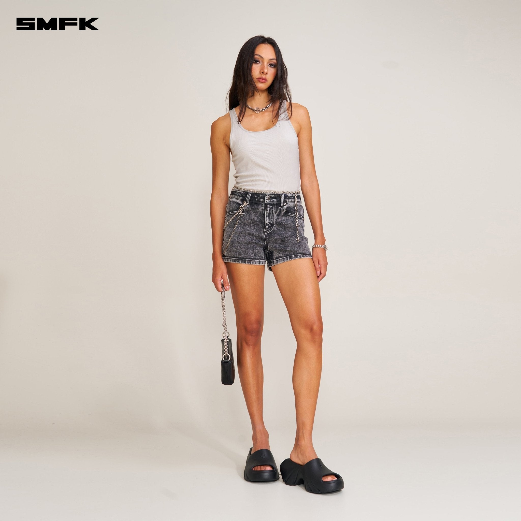 SMFK Vintage Storm Fade Silk Sports Tank In White | MADAX