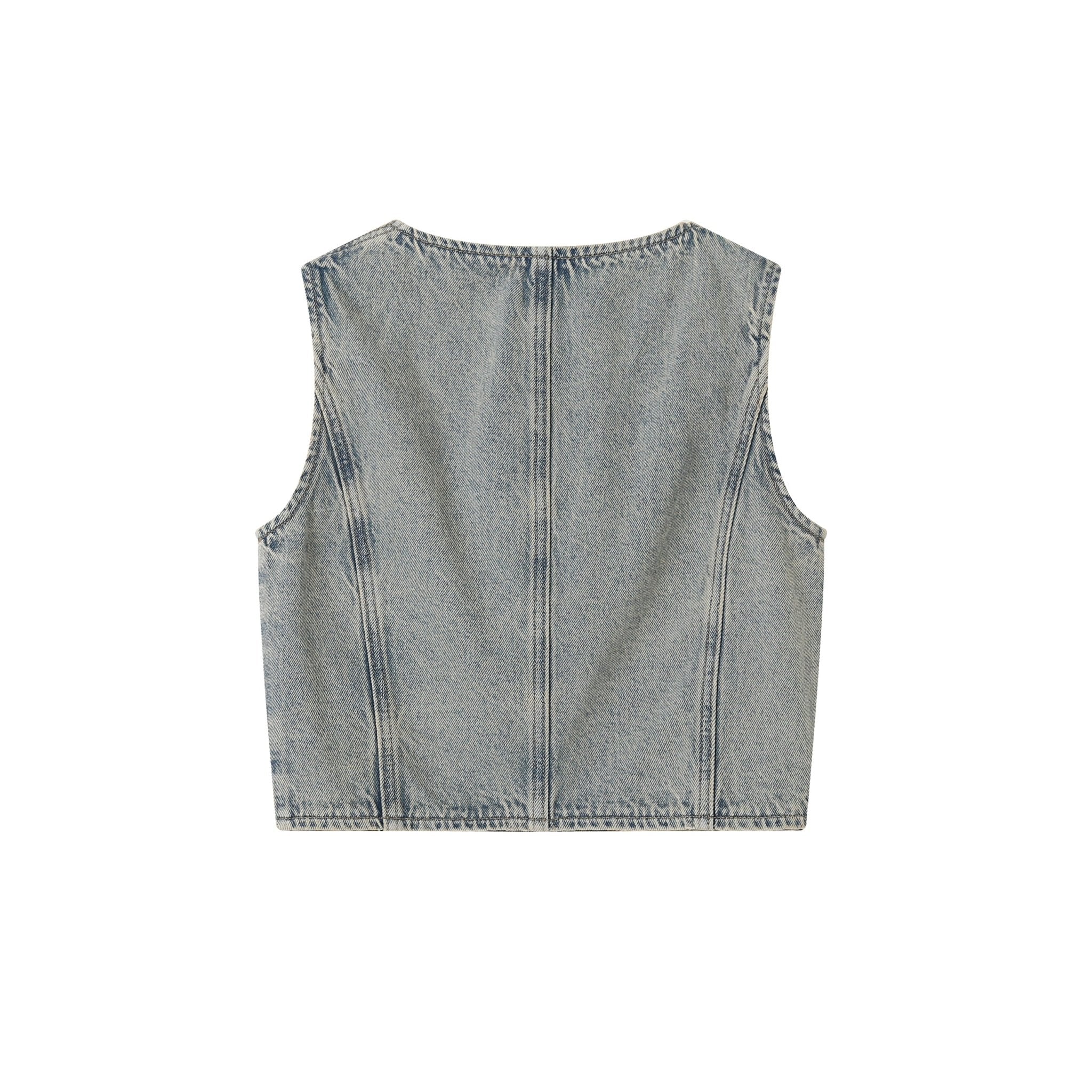 SOMESOWE Vintage Washed Denim Vest | MADA IN CHINA