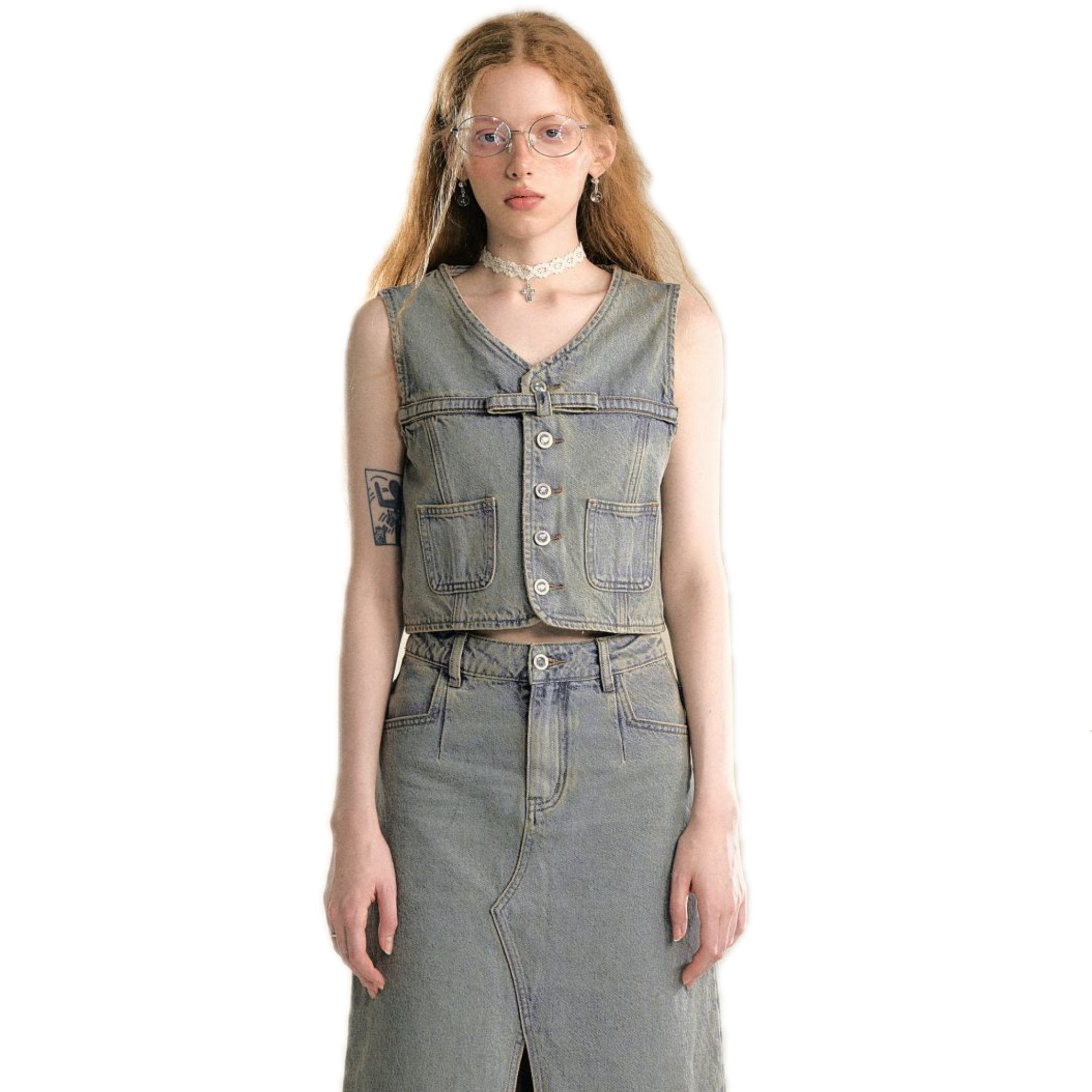 SOMESOWE Vintage Washed Denim Vest | MADA IN CHINA