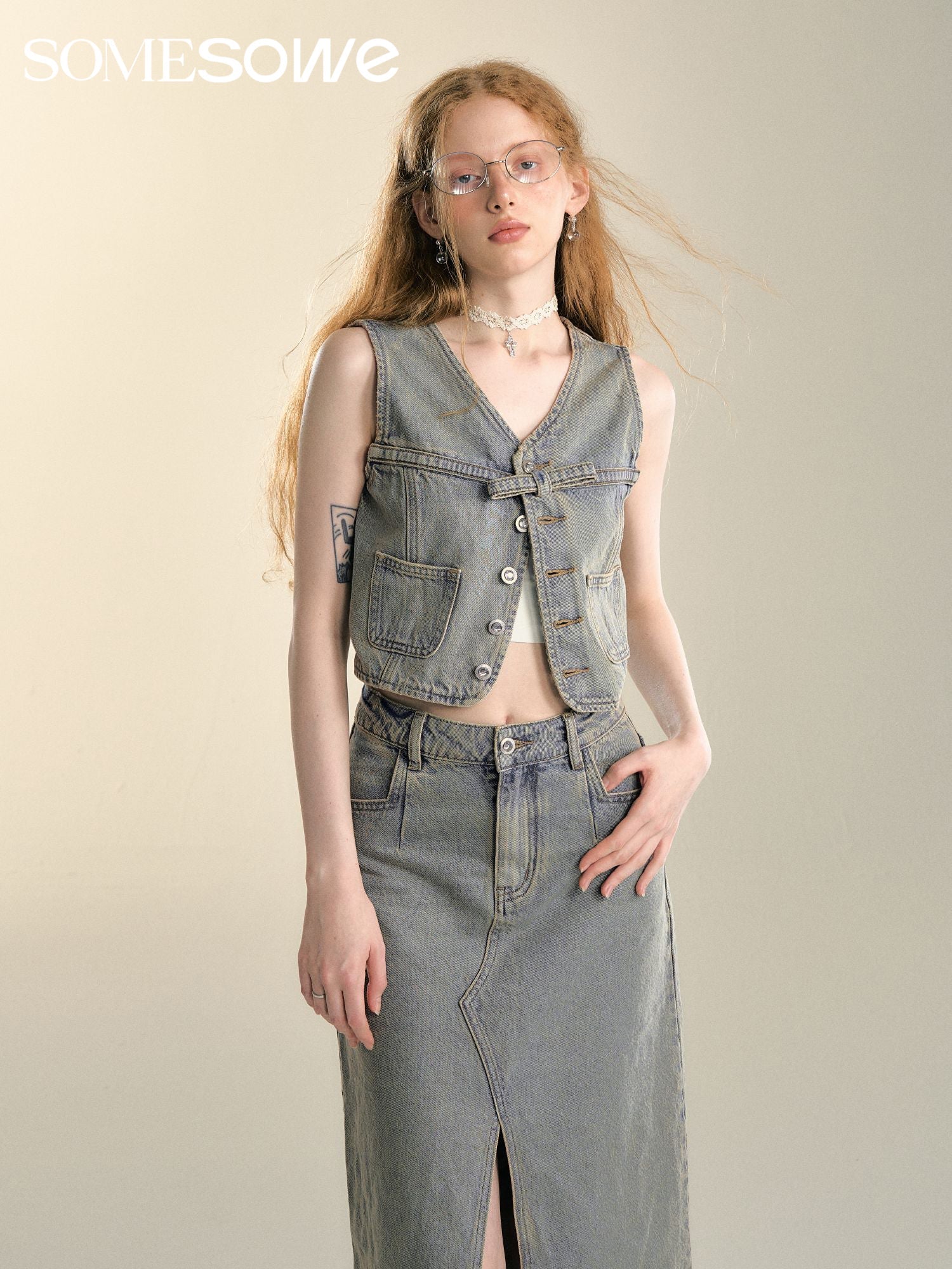 SOMESOWE Vintage Washed Denim Vest | MADA IN CHINA