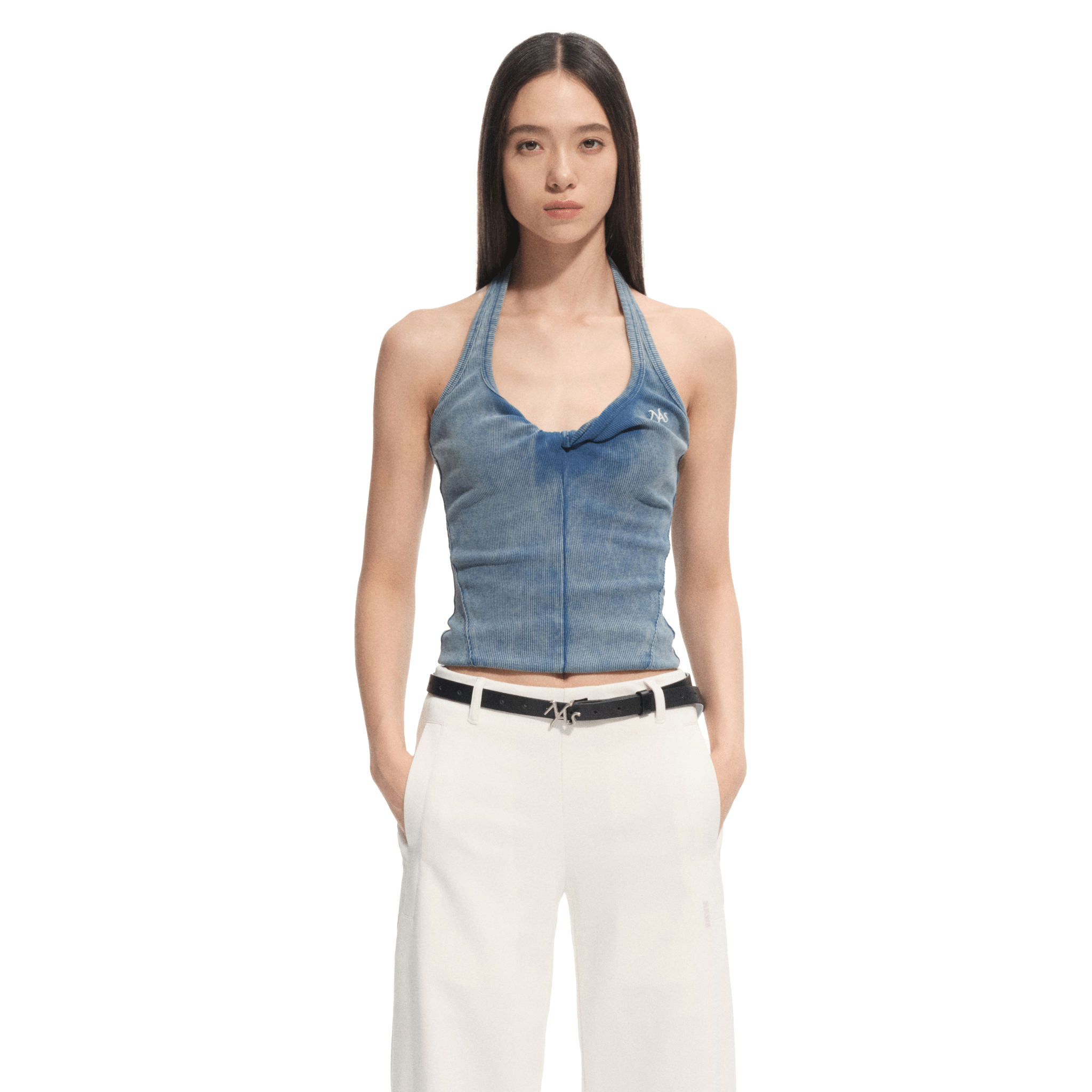 NAWS Volcano Halter Tank Top in Blue | MADAX