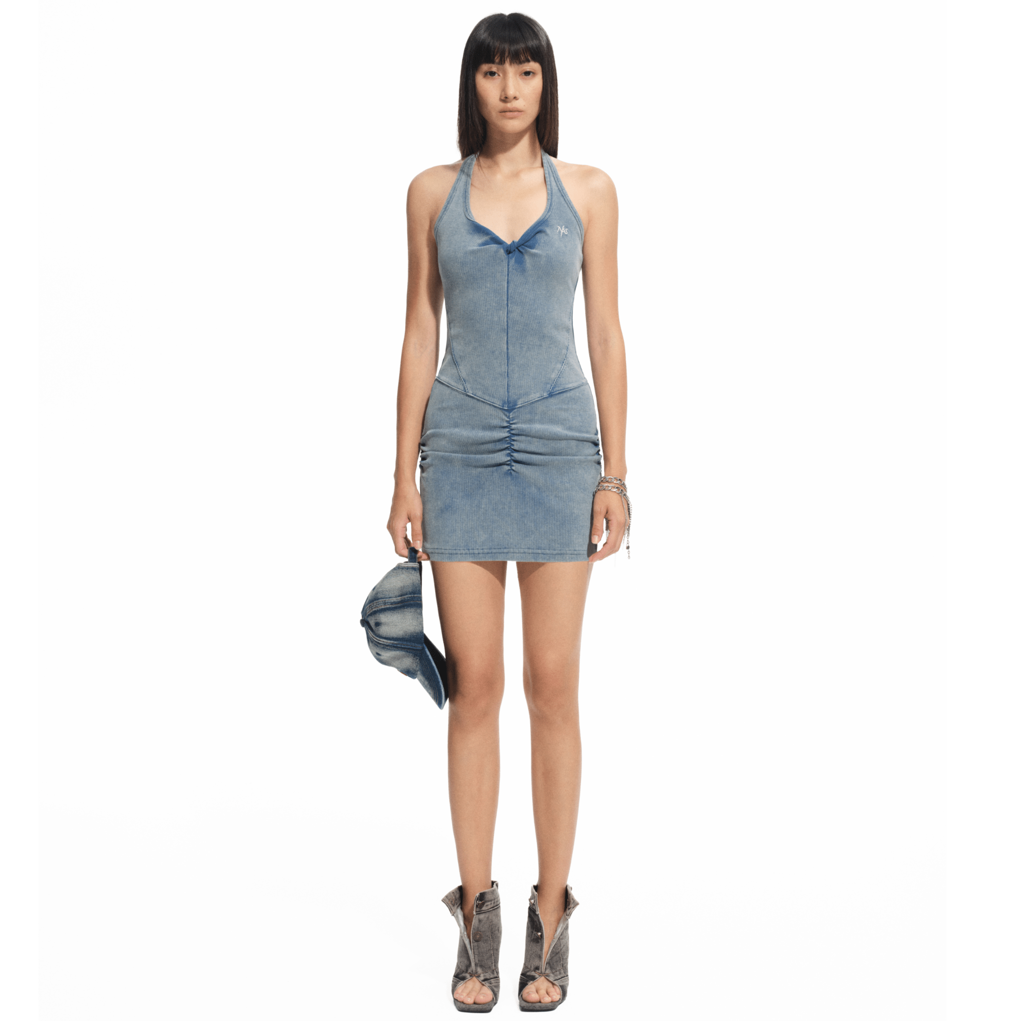 NAWS Volcano Strapless Dress in Blue | MADAX