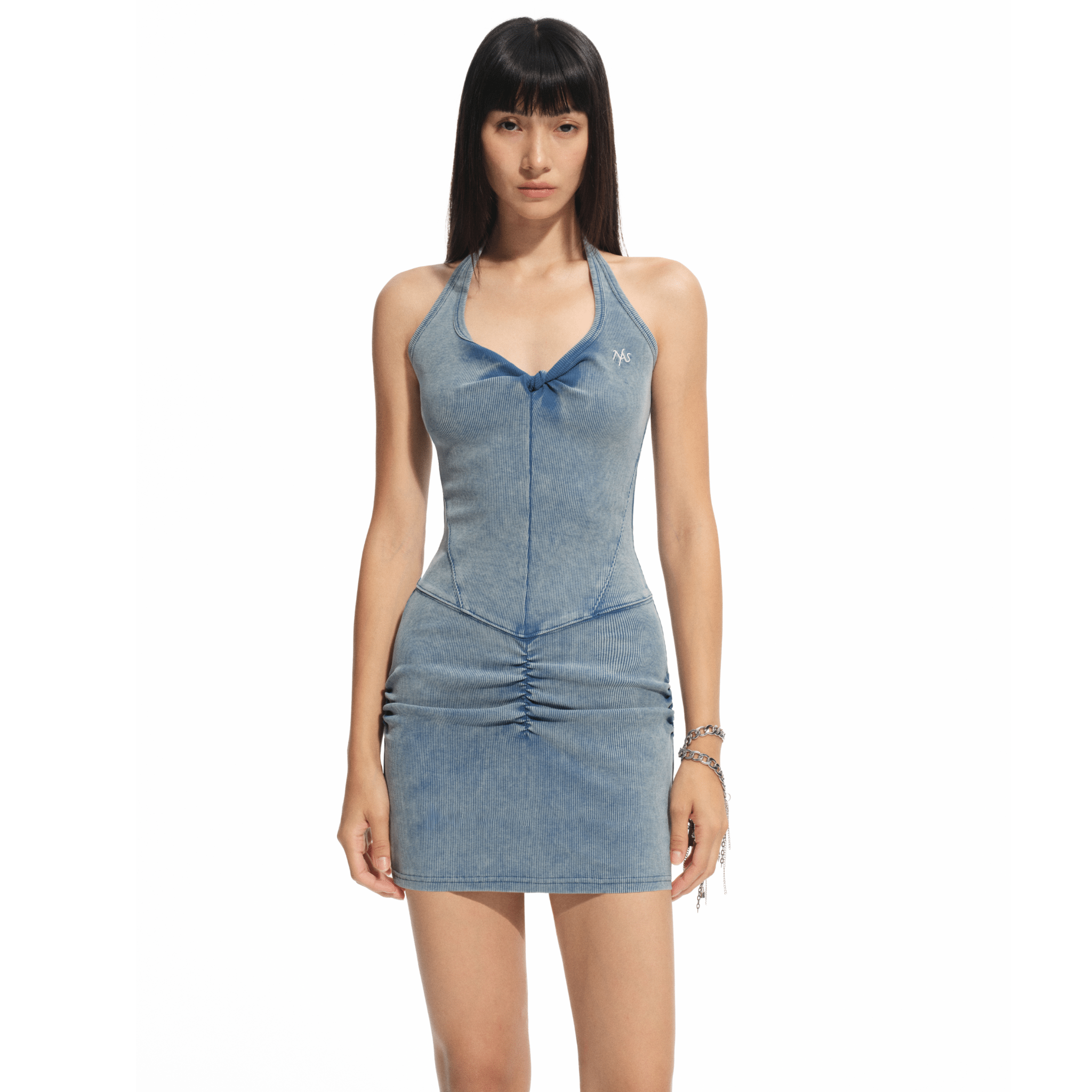 NAWS Volcano Strapless Dress in Blue | MADAX