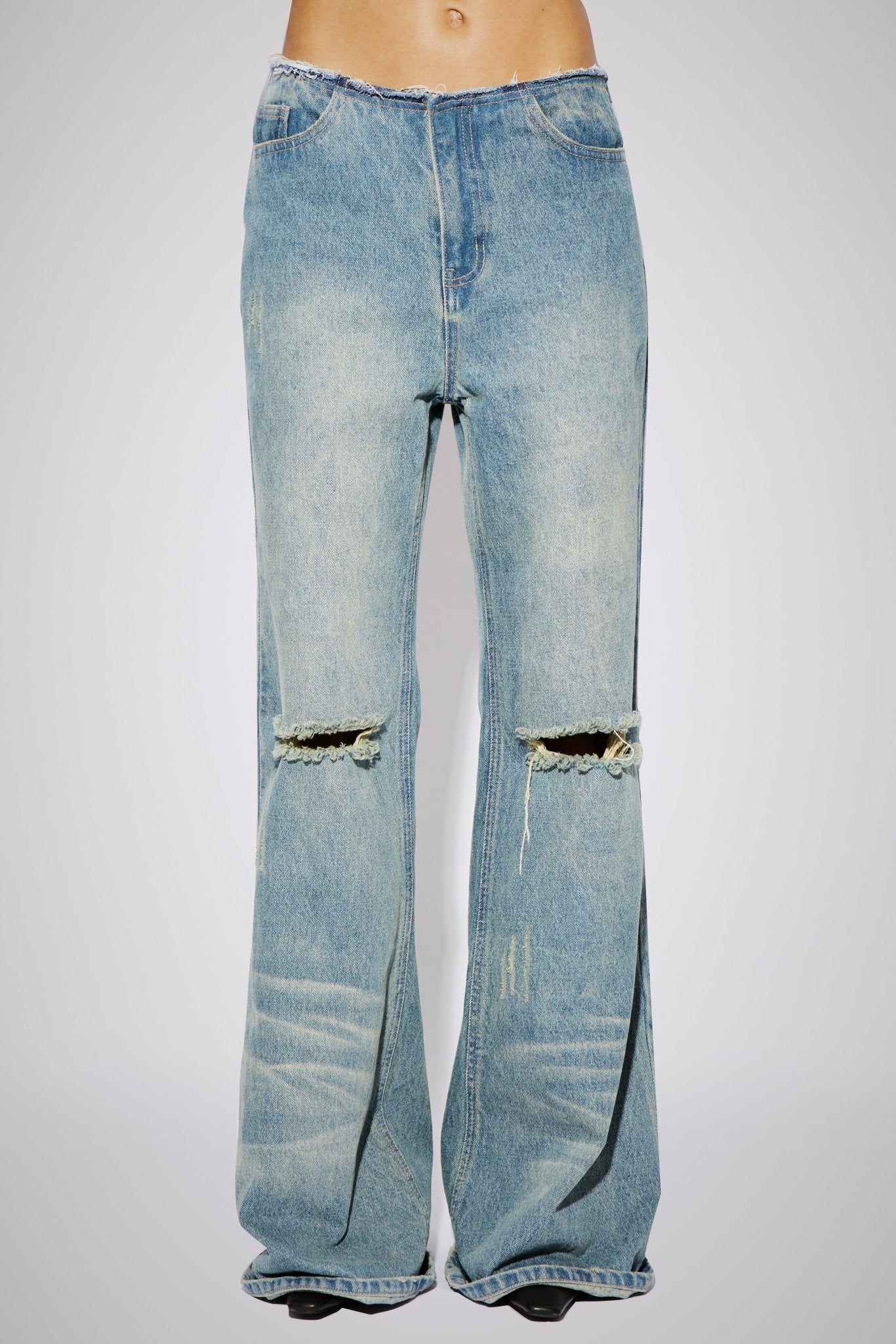 CPLUS SERIES Washed Distressed Bootcut Jeans | MADA IN CHINA