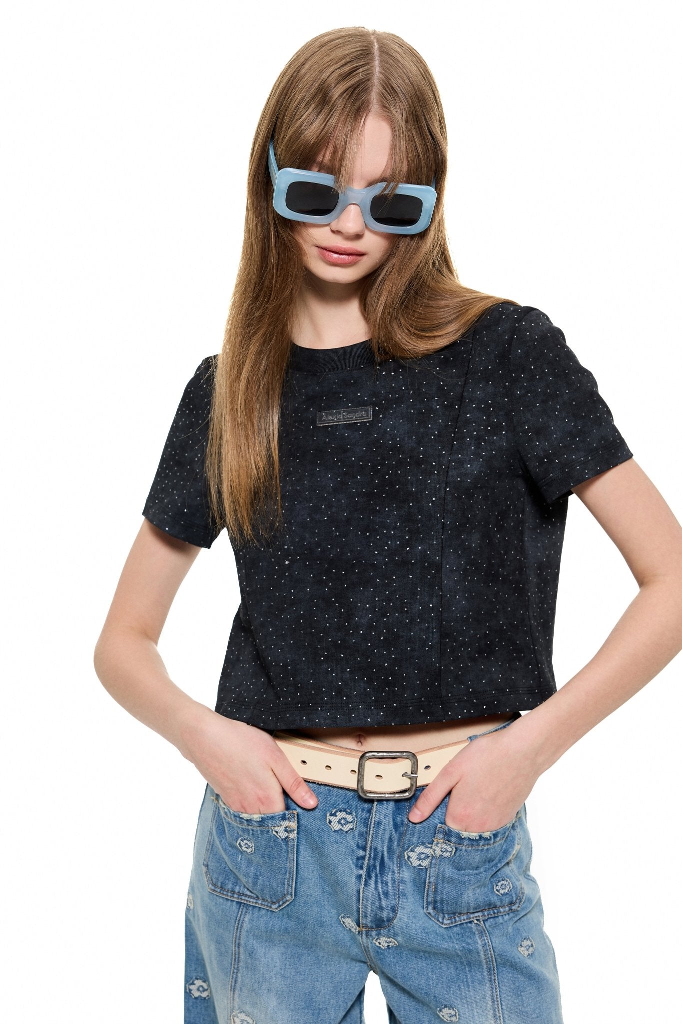 Alexia Sandra Wasteland Cropped T - Shirt in Black | MADA IN CHINA