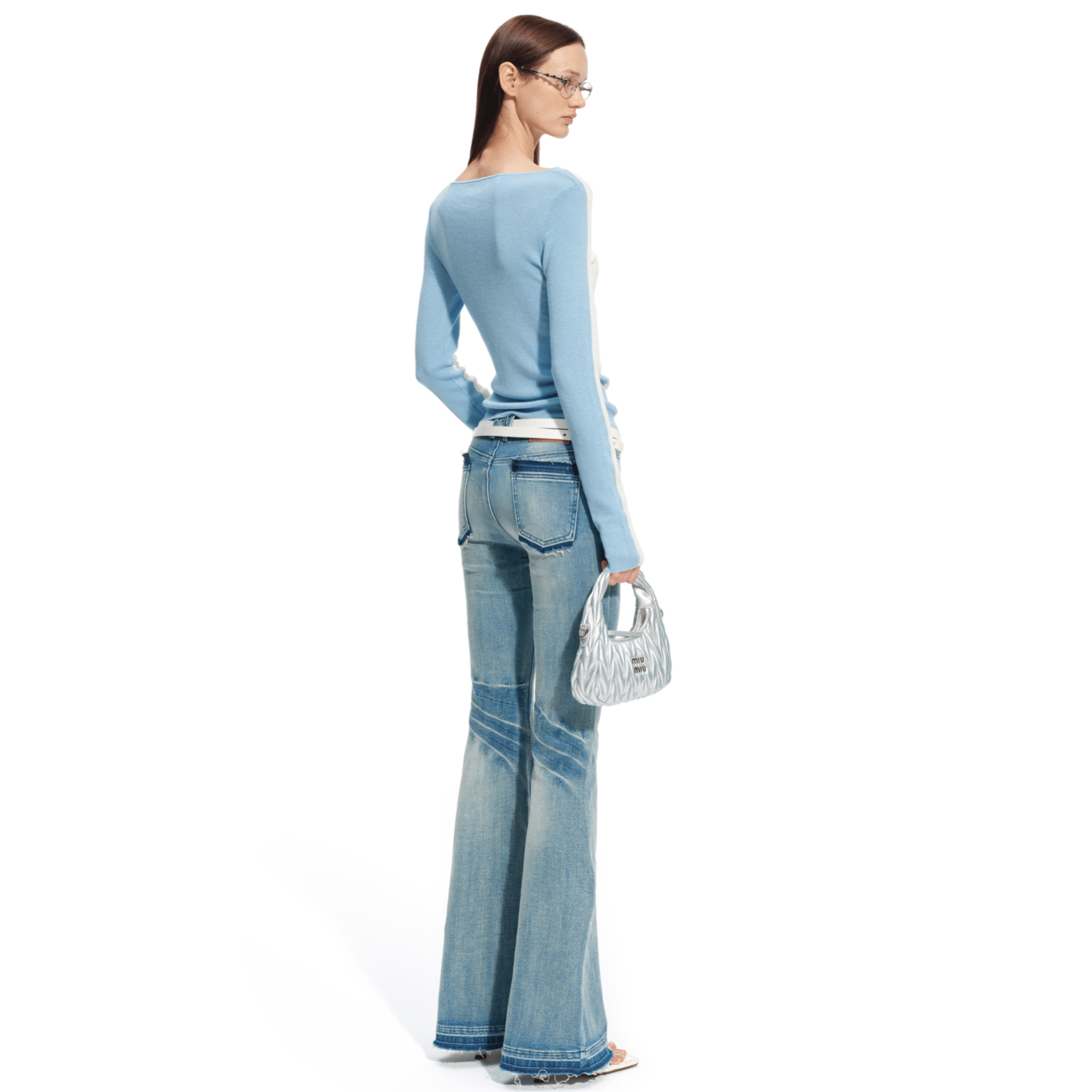 NAWS Waterfall Knit Top in Blue and White | MADAX