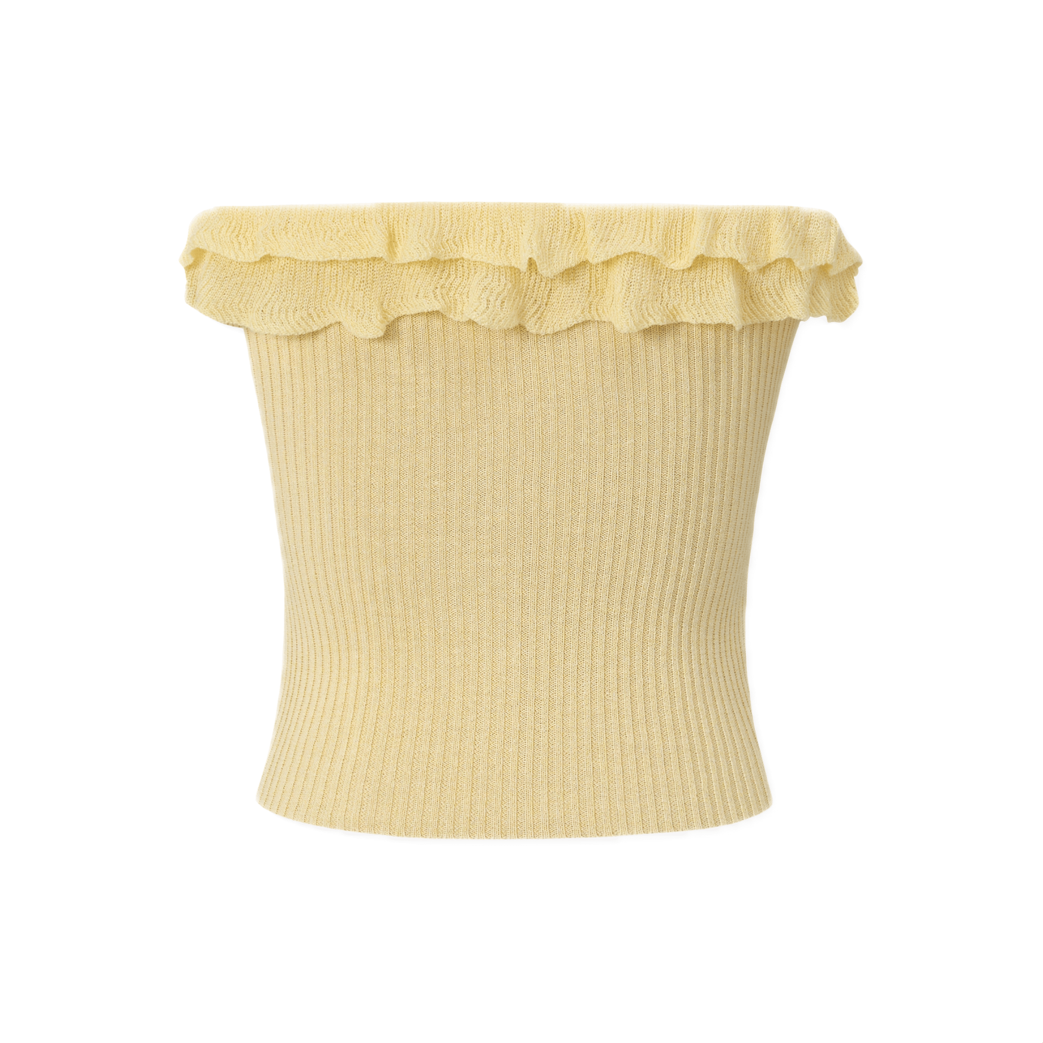 NAWS Wave Tube Top Ruffled Knitted Vest Top in Yellow | MADAX