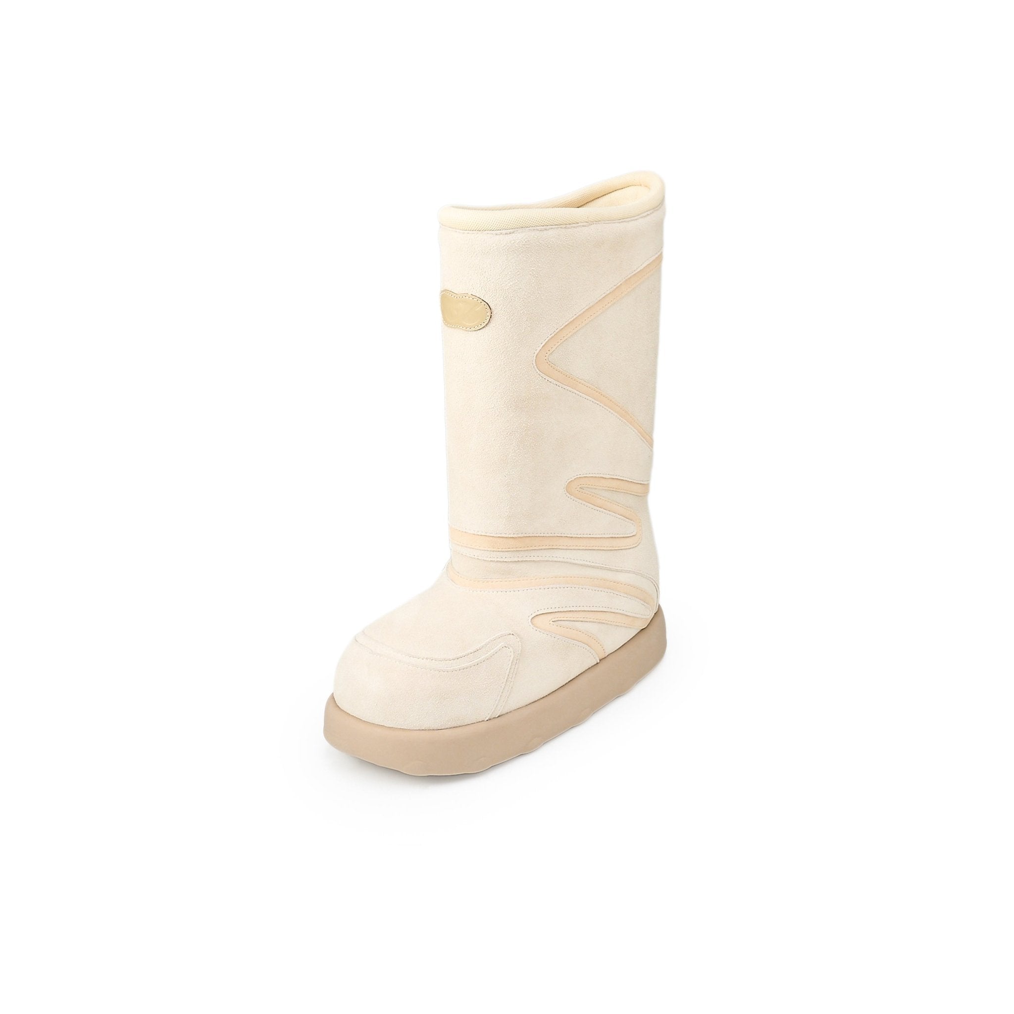 LOST IN ECHO Western Wind Splicing Mid Tube Snow Boots In Beige White | MADAX