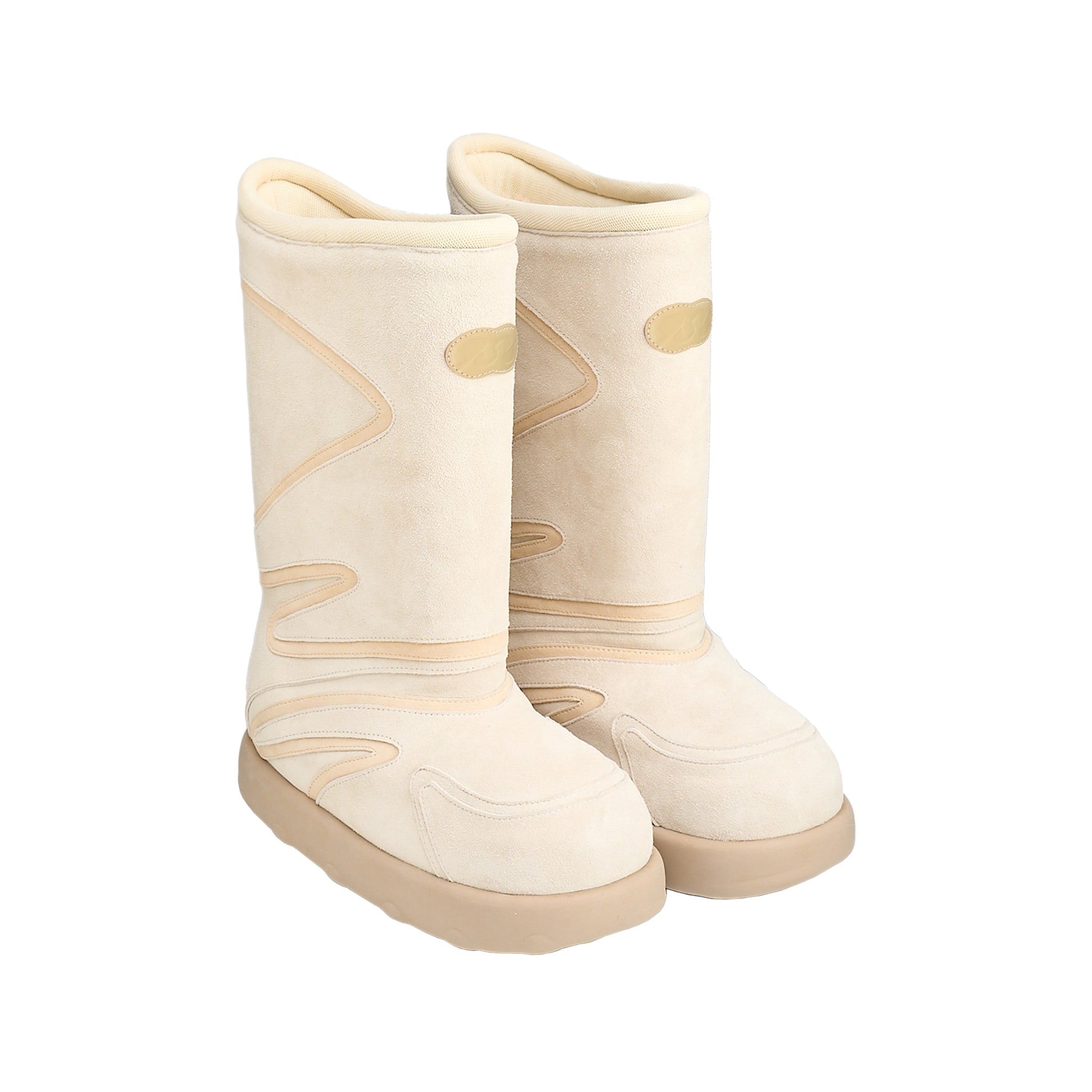 LOST IN ECHO Western Wind Splicing Mid Tube Snow Boots In Beige White | MADAX