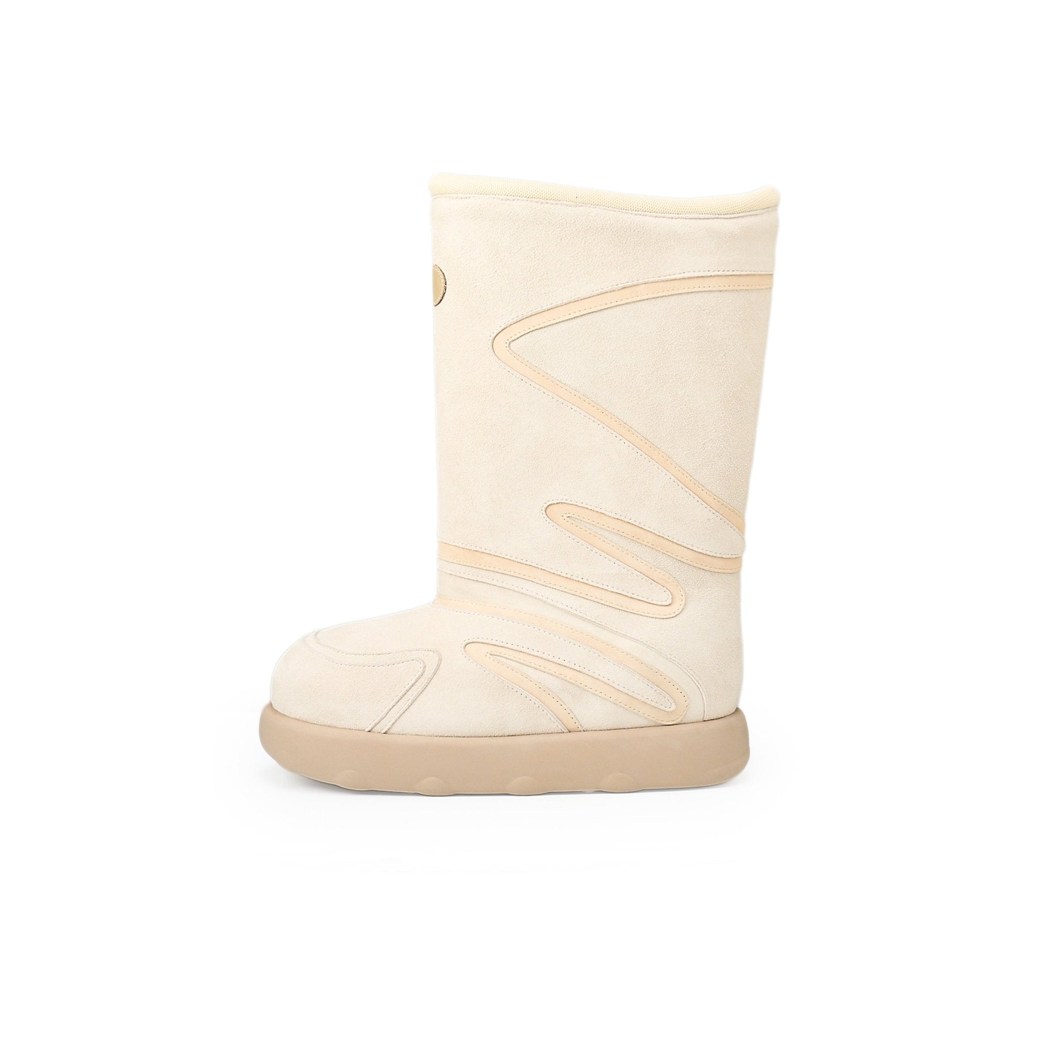 LOST IN ECHO Western Wind Splicing Mid Tube Snow Boots In Beige White | MADAX