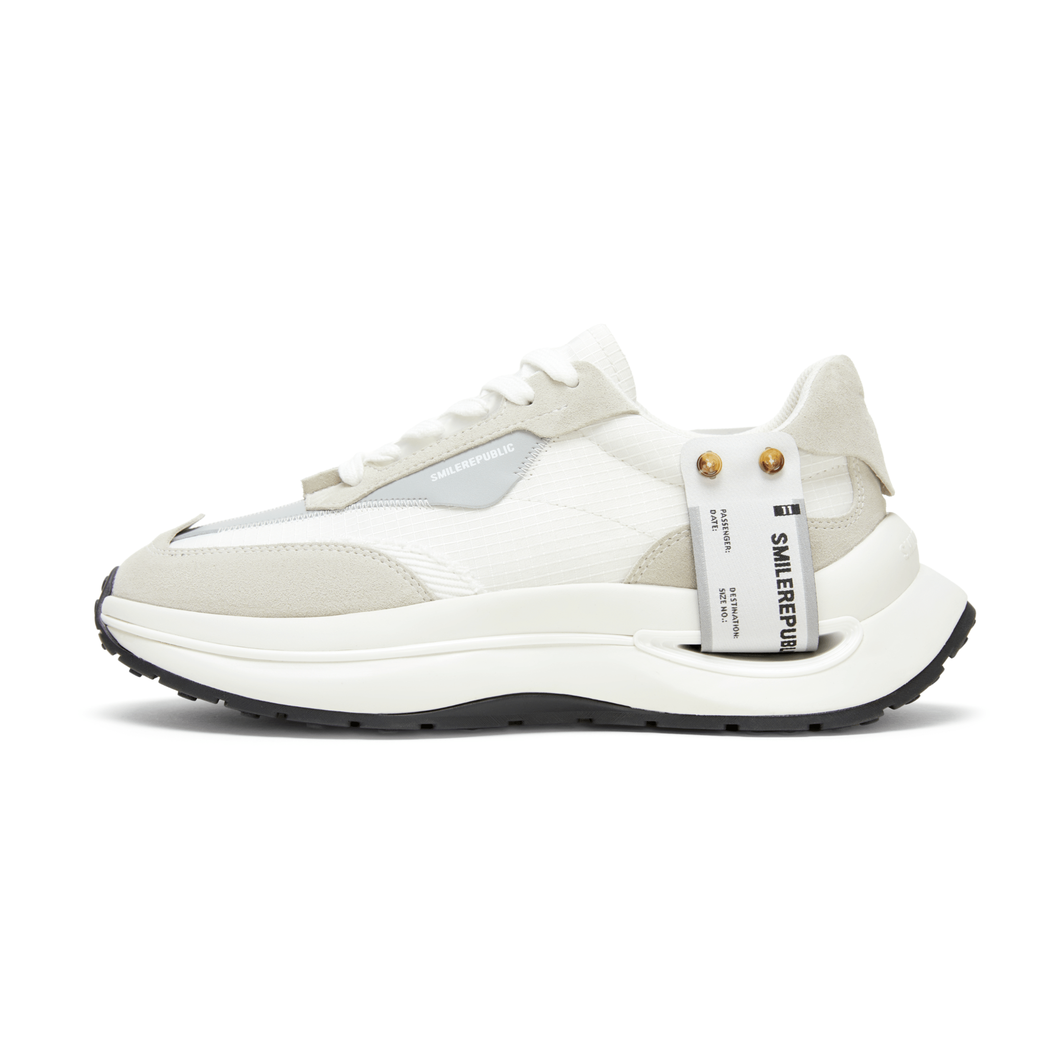 SMILEREPUBLIC White and Gray Low - top Retro Jogging Shoes 1.0 | MADAX