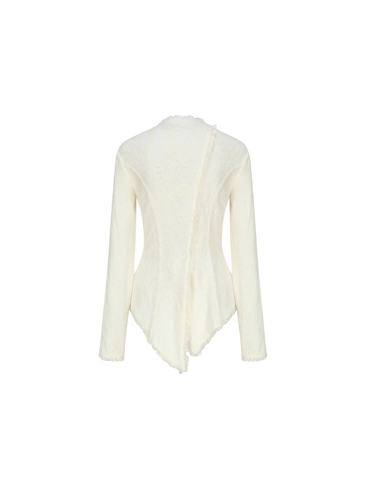 ELYWOOD White Asymmetrical Wool Lace Shirt | MADAX