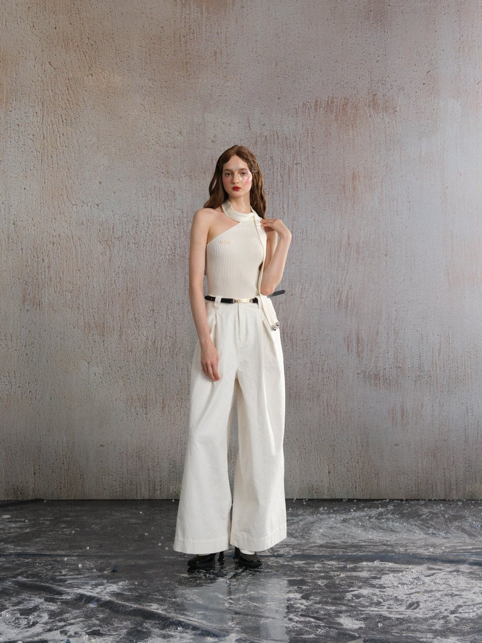 ARTE PURA White Belted Wide Leg Pants | MADA IN CHINA