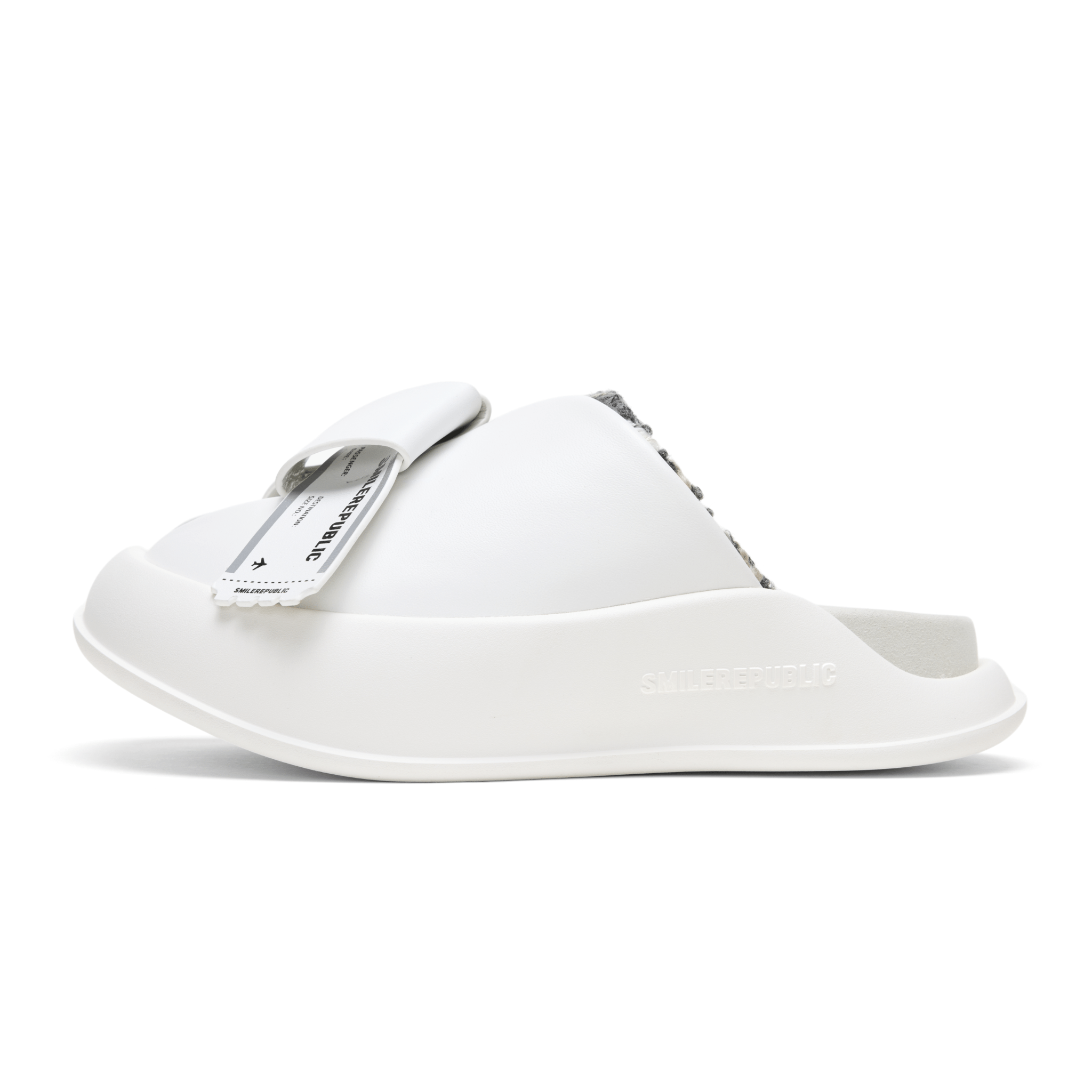 SMILEREPUBLIC White Bow Square Buckle Thick - soled Half - slippers | MADAX