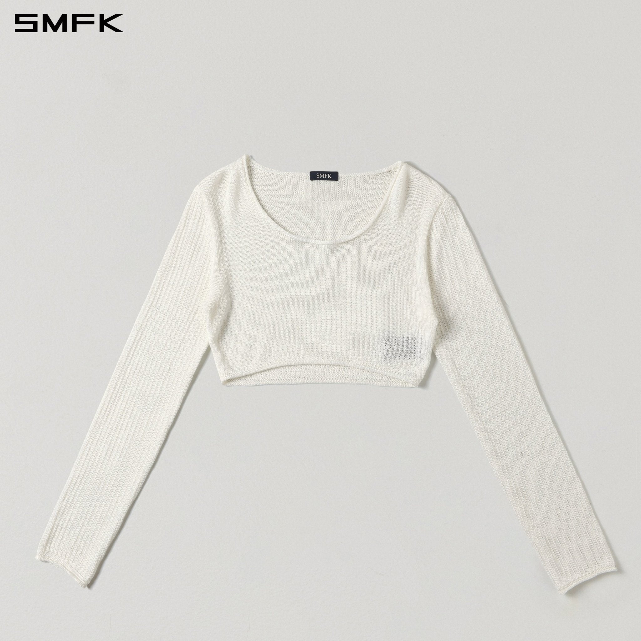 SMFK White Cropped Knit Top | MADAX