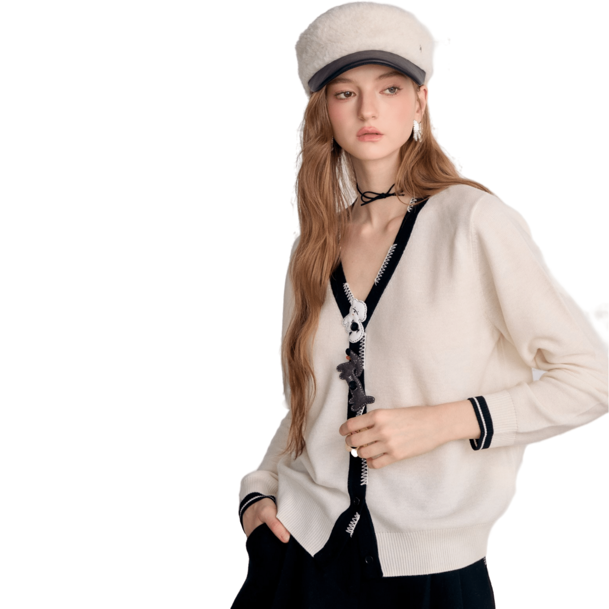 AIMME SPARROW White Cute Hanging Knitted Cardigan | MADAX