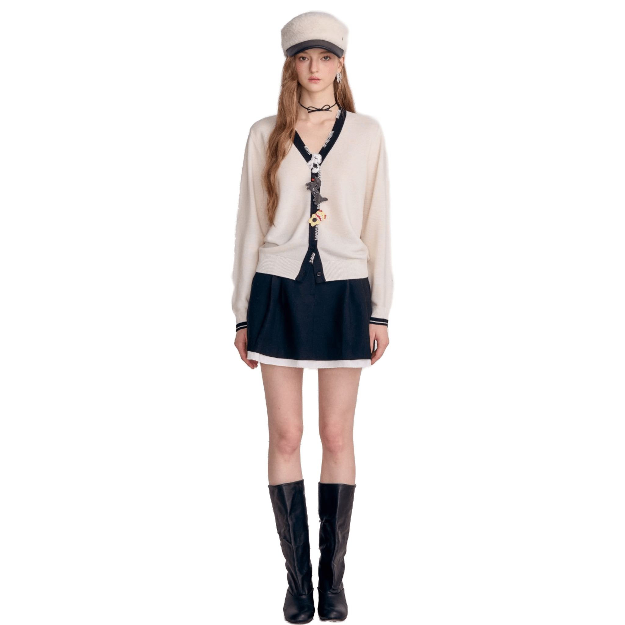 AIMME SPARROW White Cute Hanging Knitted Cardigan | MADAX