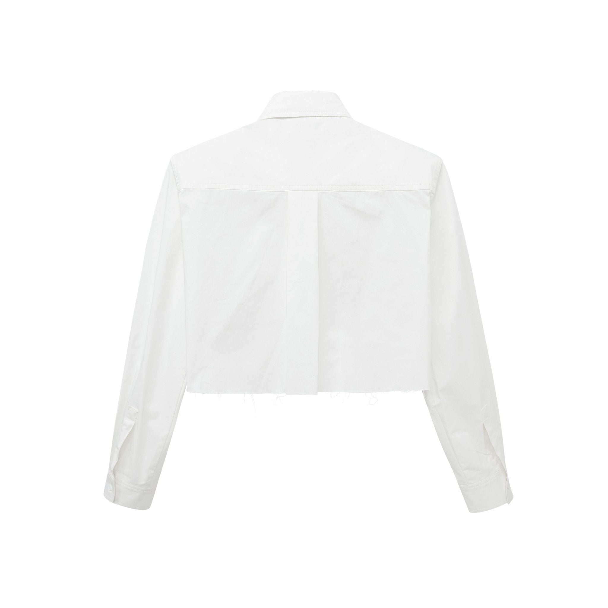 Maca Kaka White Deconstructed Cropped Shirt | MADA IN CHINA