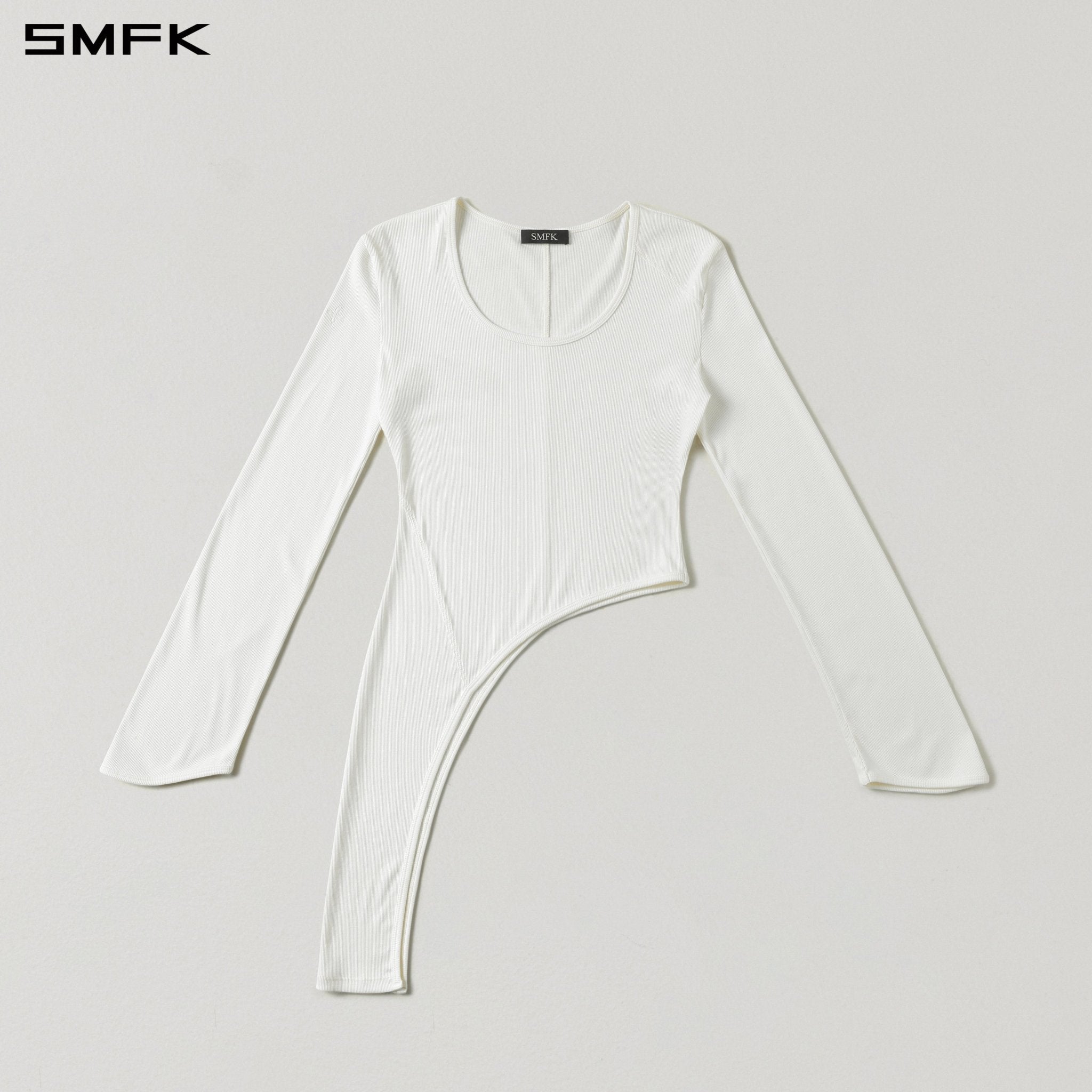 SMFK White Fitted Asymmetrical Top | MADAX