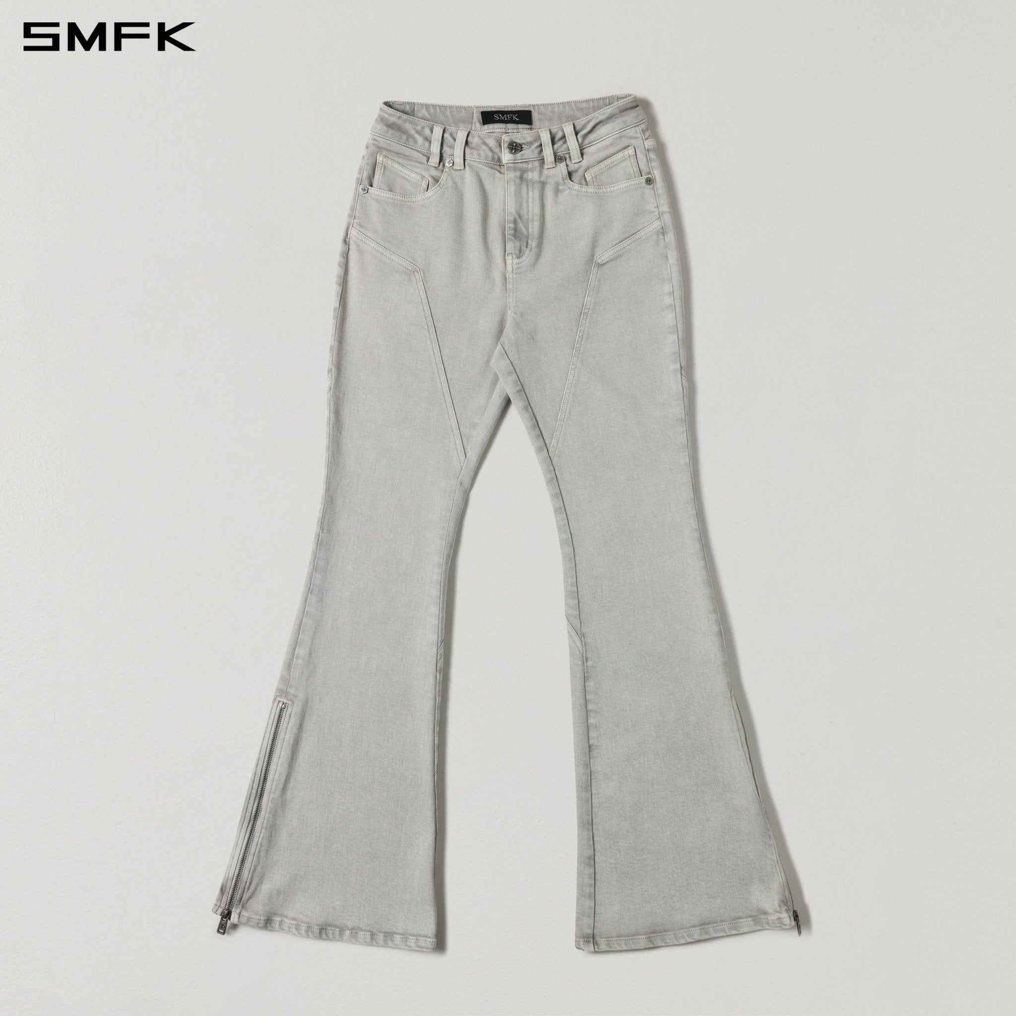 SMFK White Flared Elastic Jeans | MADAX