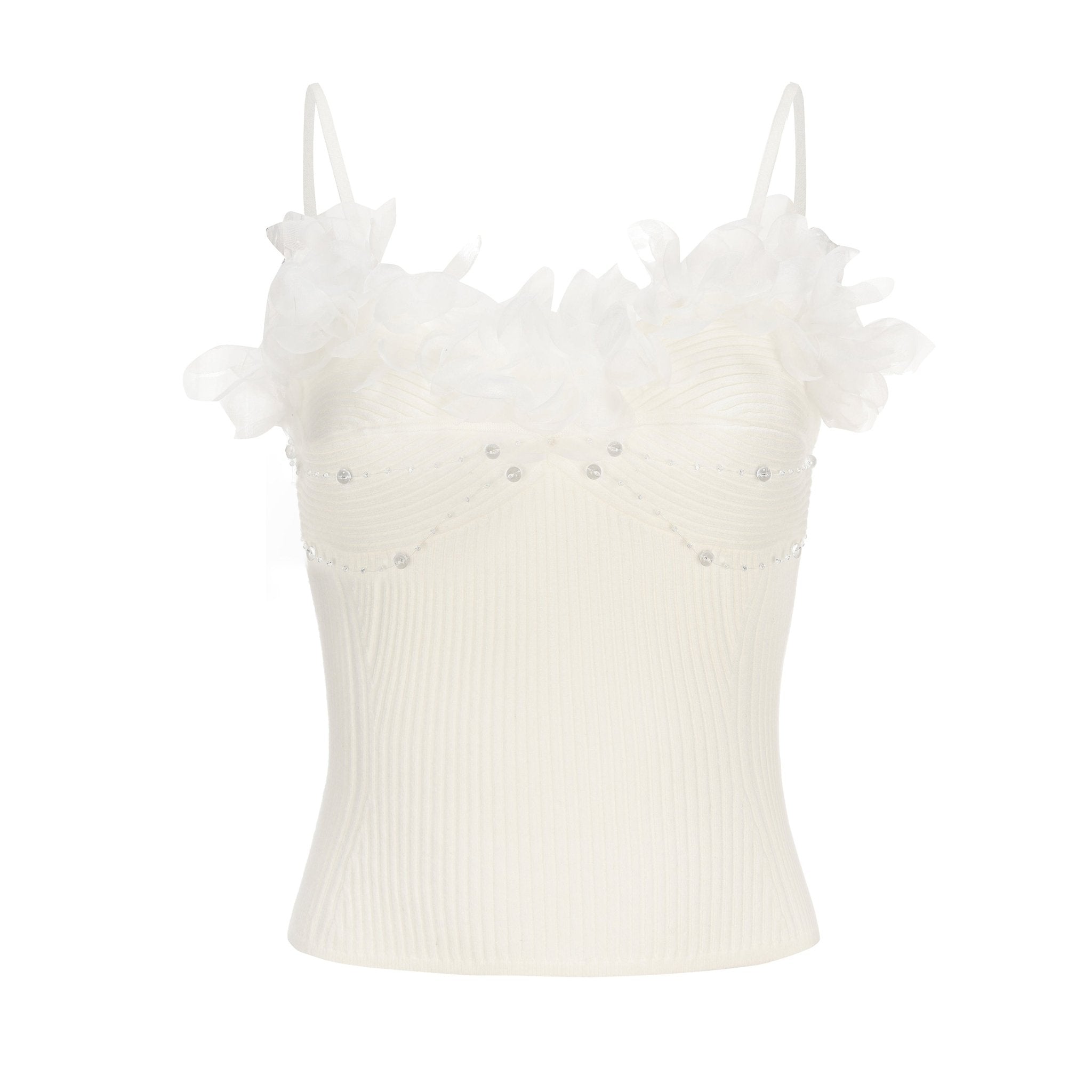 ARTE PURA White Floral Knit Camisole | MADA IN CHINA