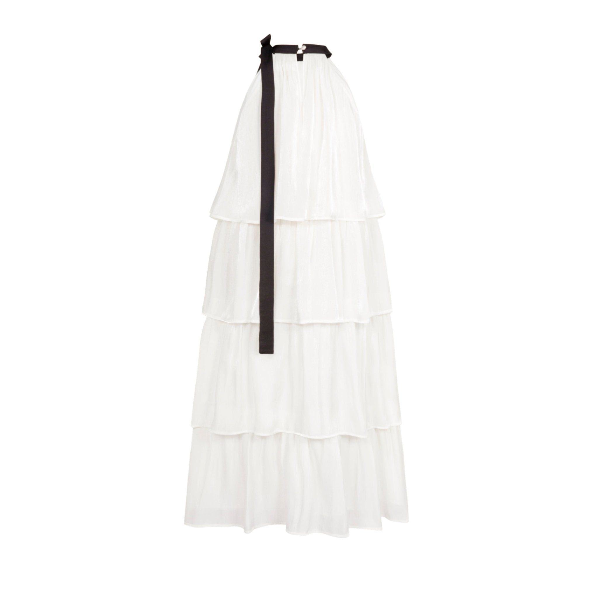 THREE QUARTERS White Flowy Yarn Collision Bow Dress | MADA IN CHINA